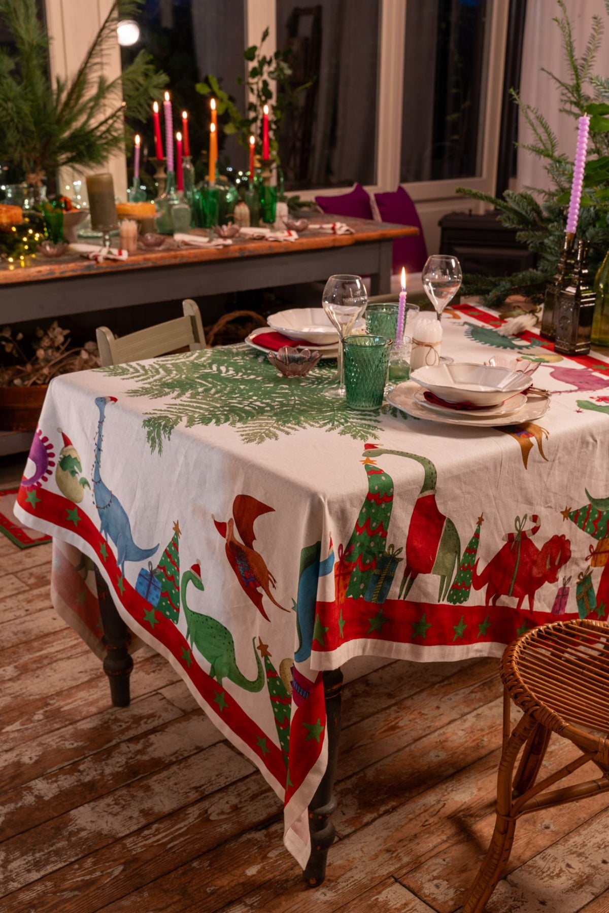 Jurassic Xmas Tablecloth
