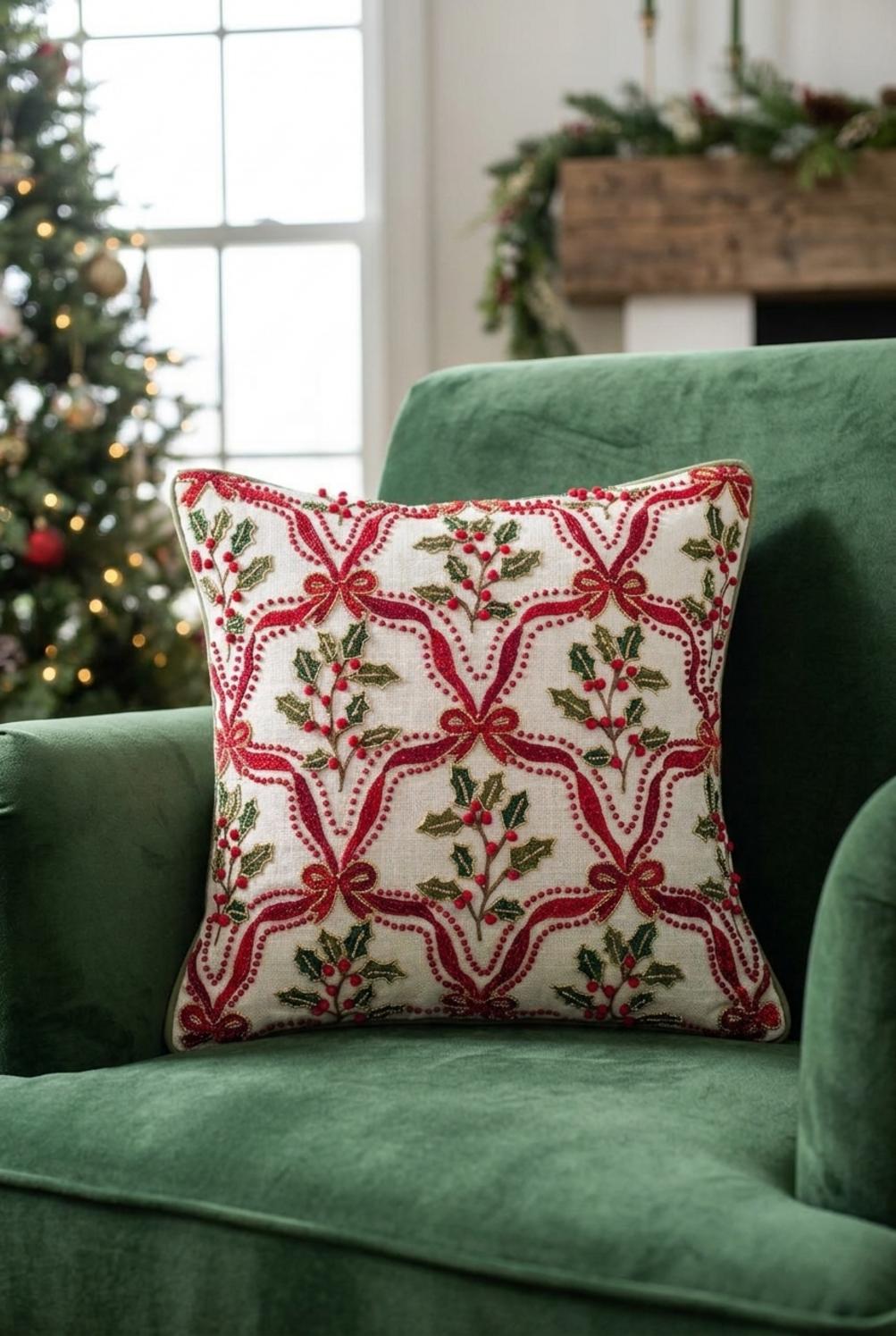 Noel Elegance Cuscino Fiocchi