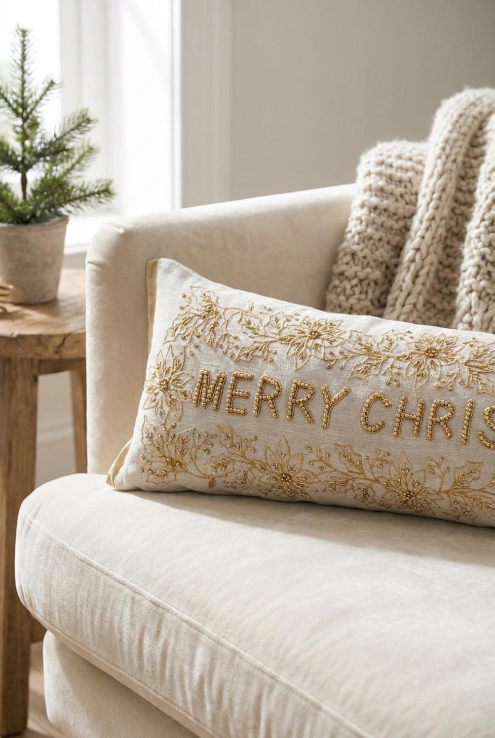 Noel Elegance Cuscino Rettangolare Merry Christmas