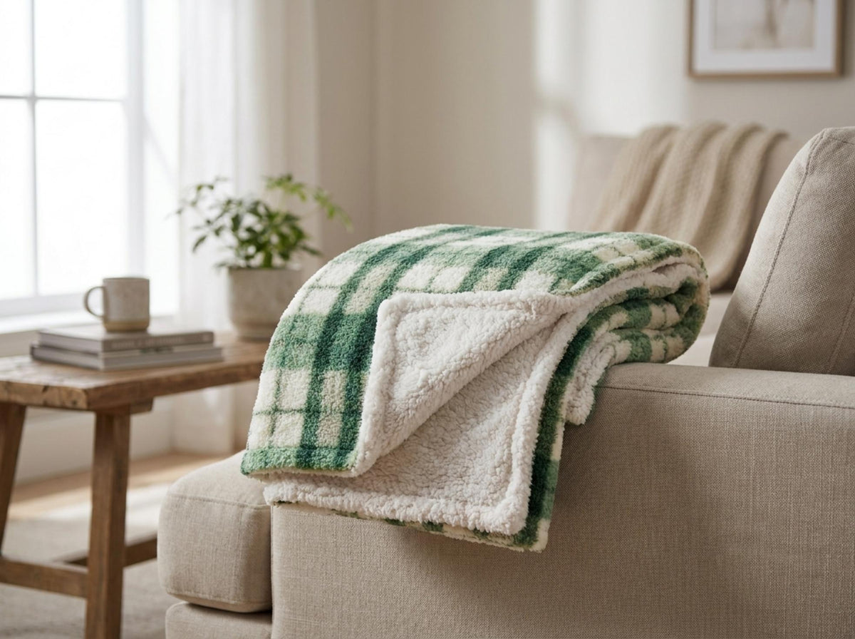 Giardino D'Inverno Plaid Quadri Verde - Orizzontale