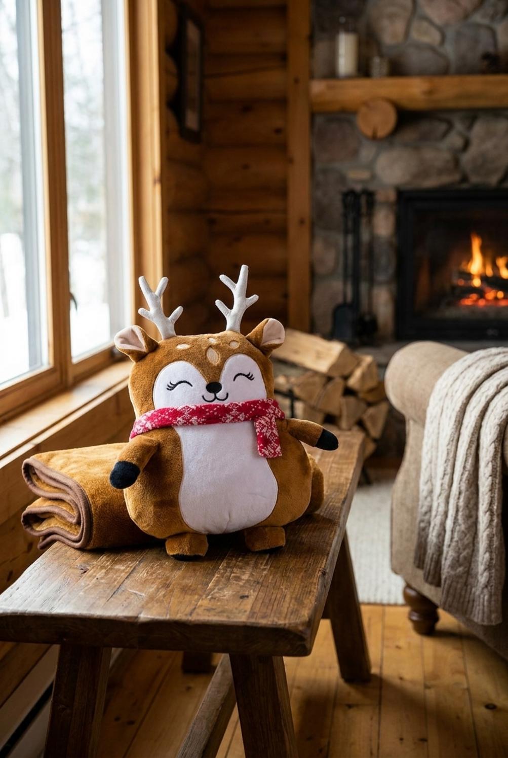 Morbidone Cuscino Con Plaid Renna