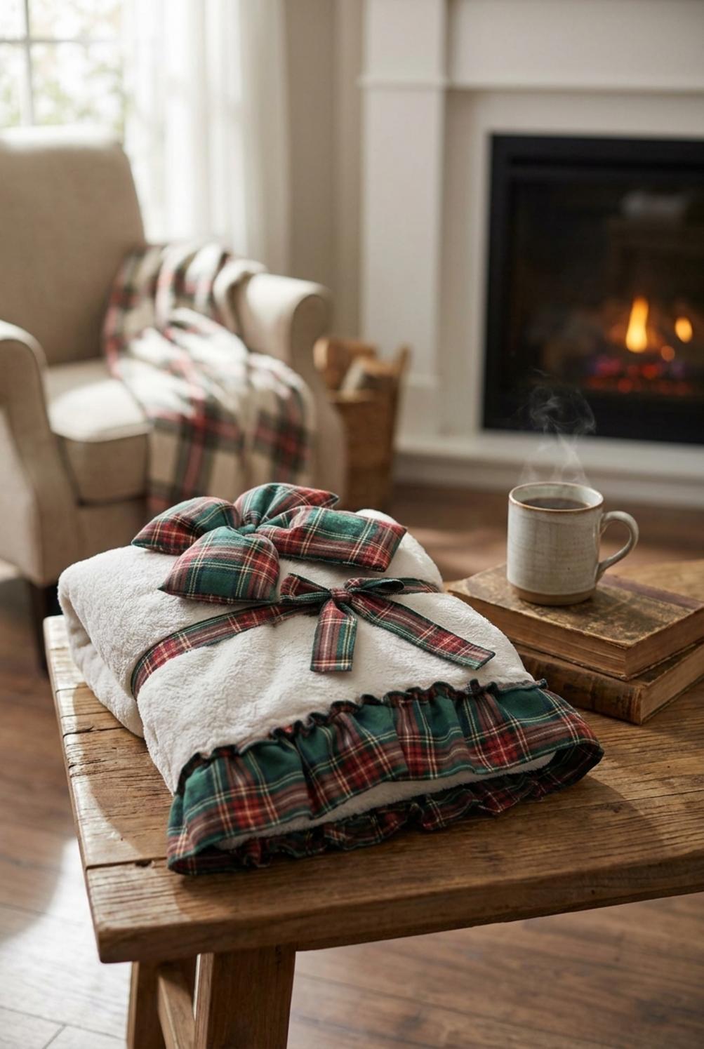 Tartan Plaid Bianco Con Fiocco