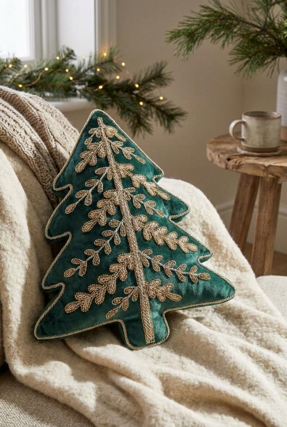 Noel Elegance Cuscino Albero Verde