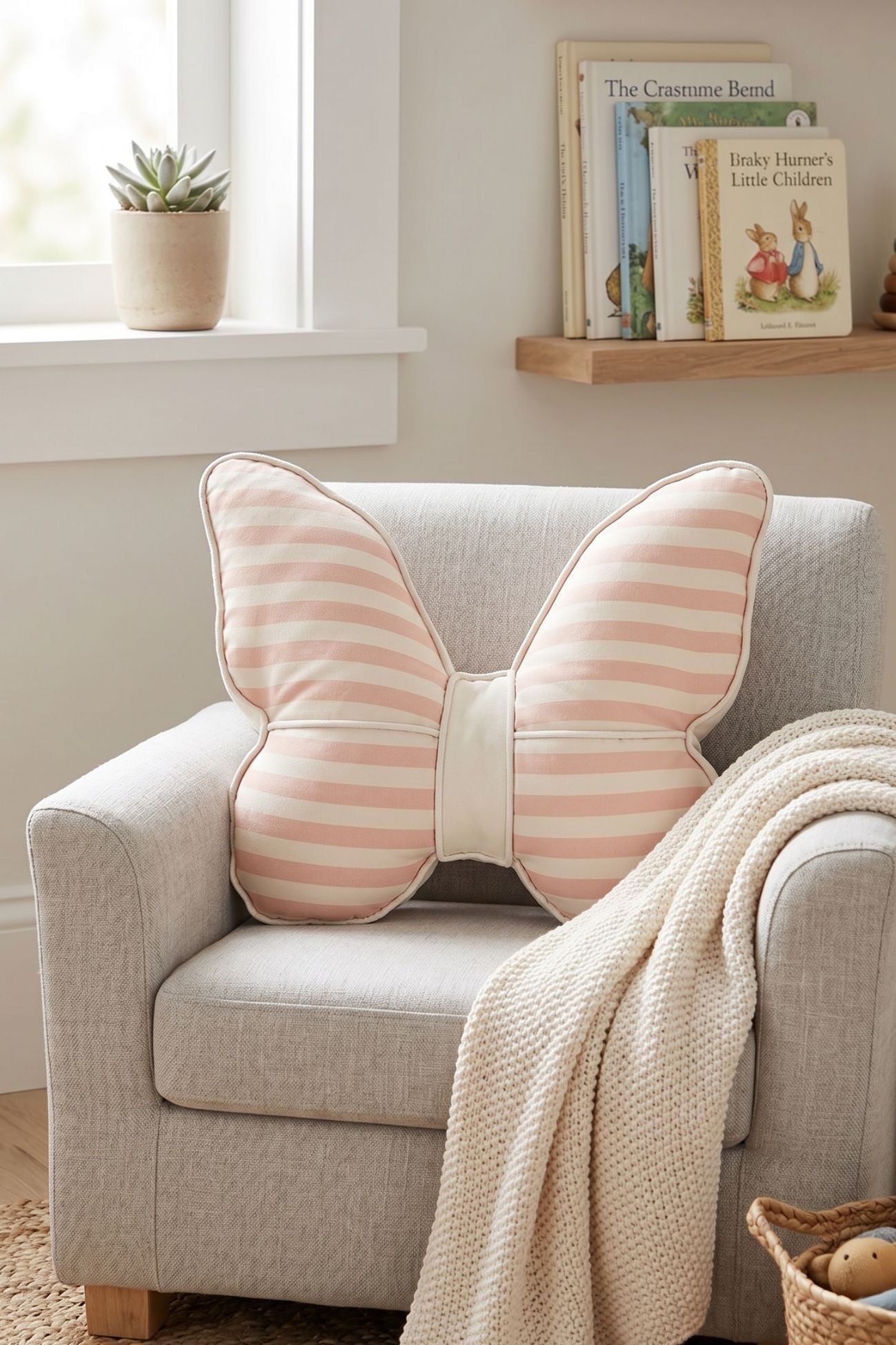 Encanto Cuscino Farfalla Righe Rosa
