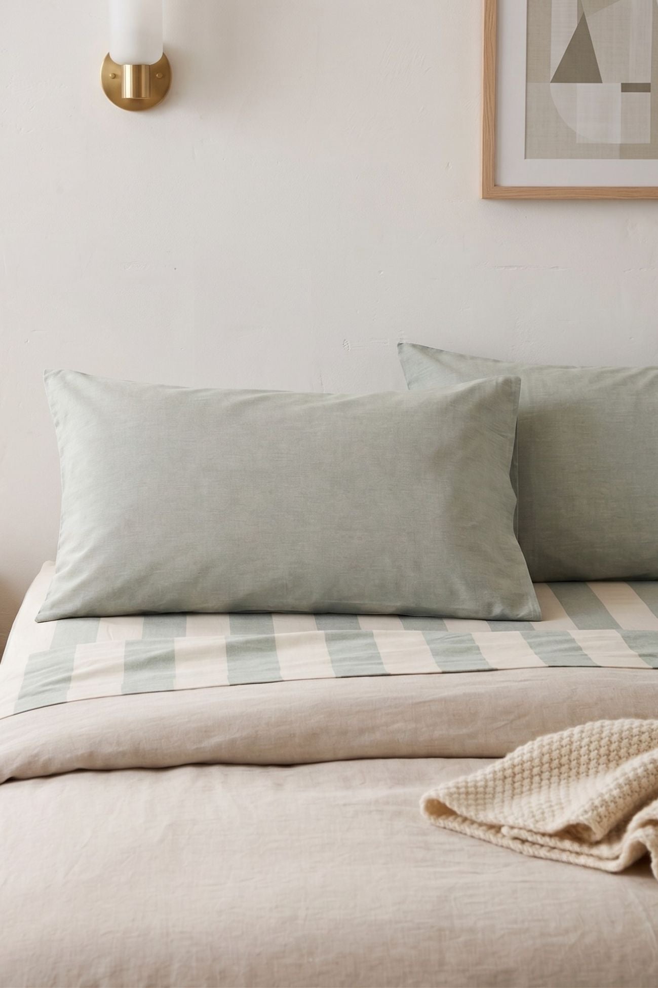 Natura Coppia Federe Chambray Verde