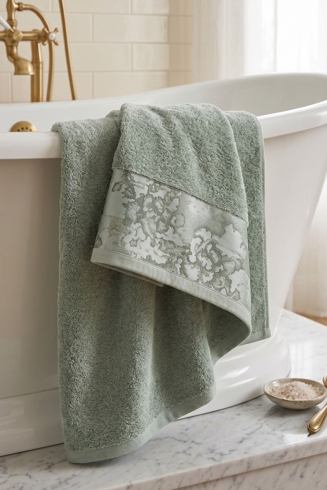 Geo Tartan Green Telo Bagno Verde