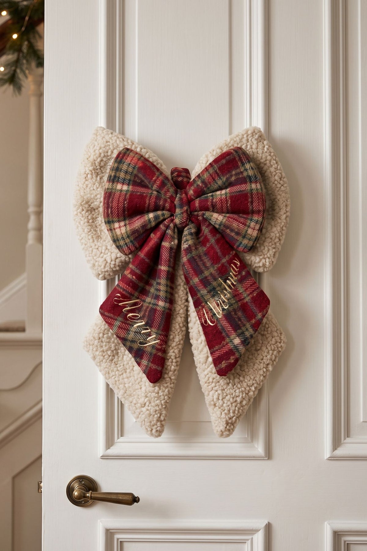 Cottage Teddy and Tartan Bow