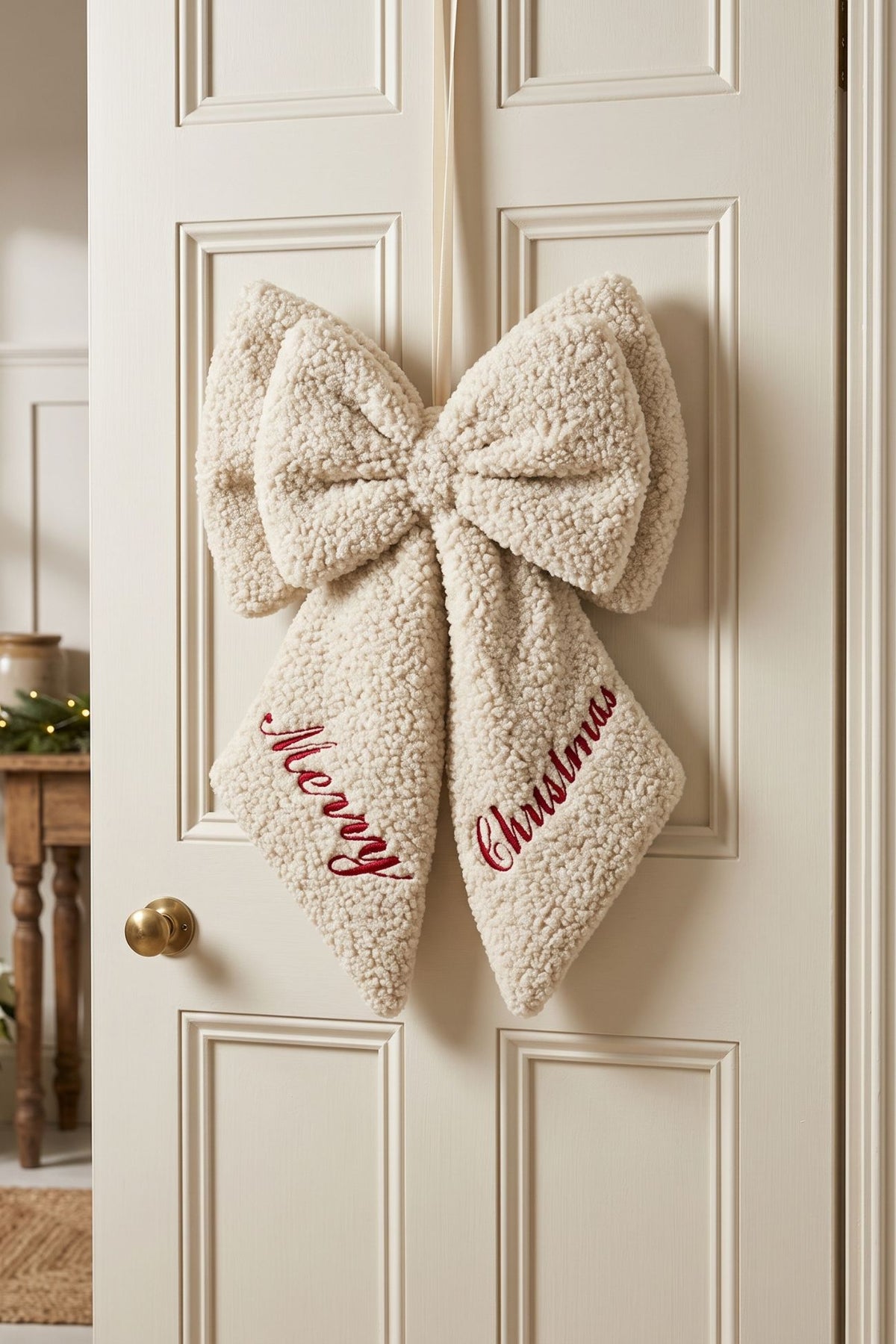 Cottage Teddy Merry Christmas Bow