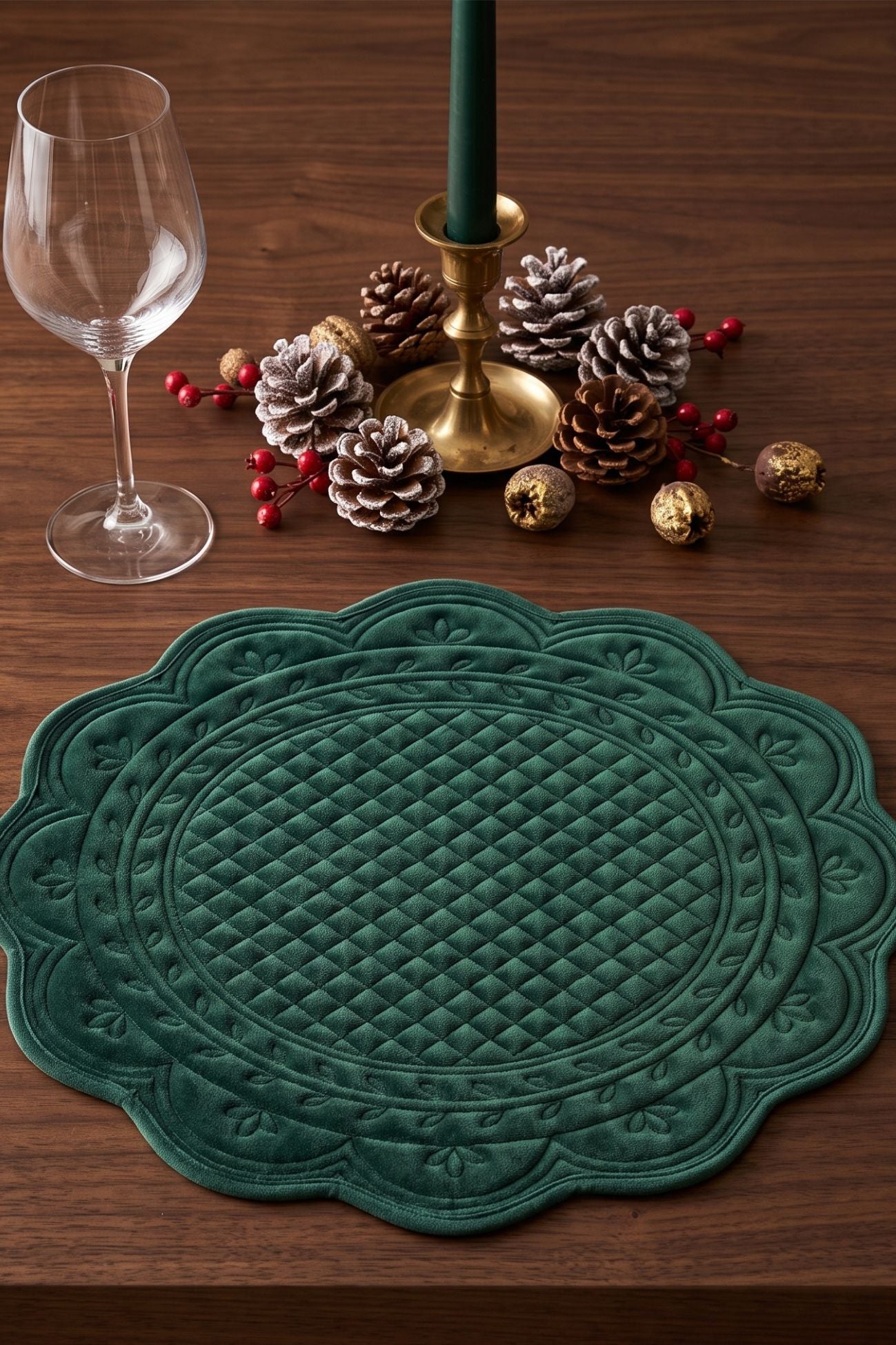 Velvet Luxury Tovaglietta Americana Ovale Velluto Verde