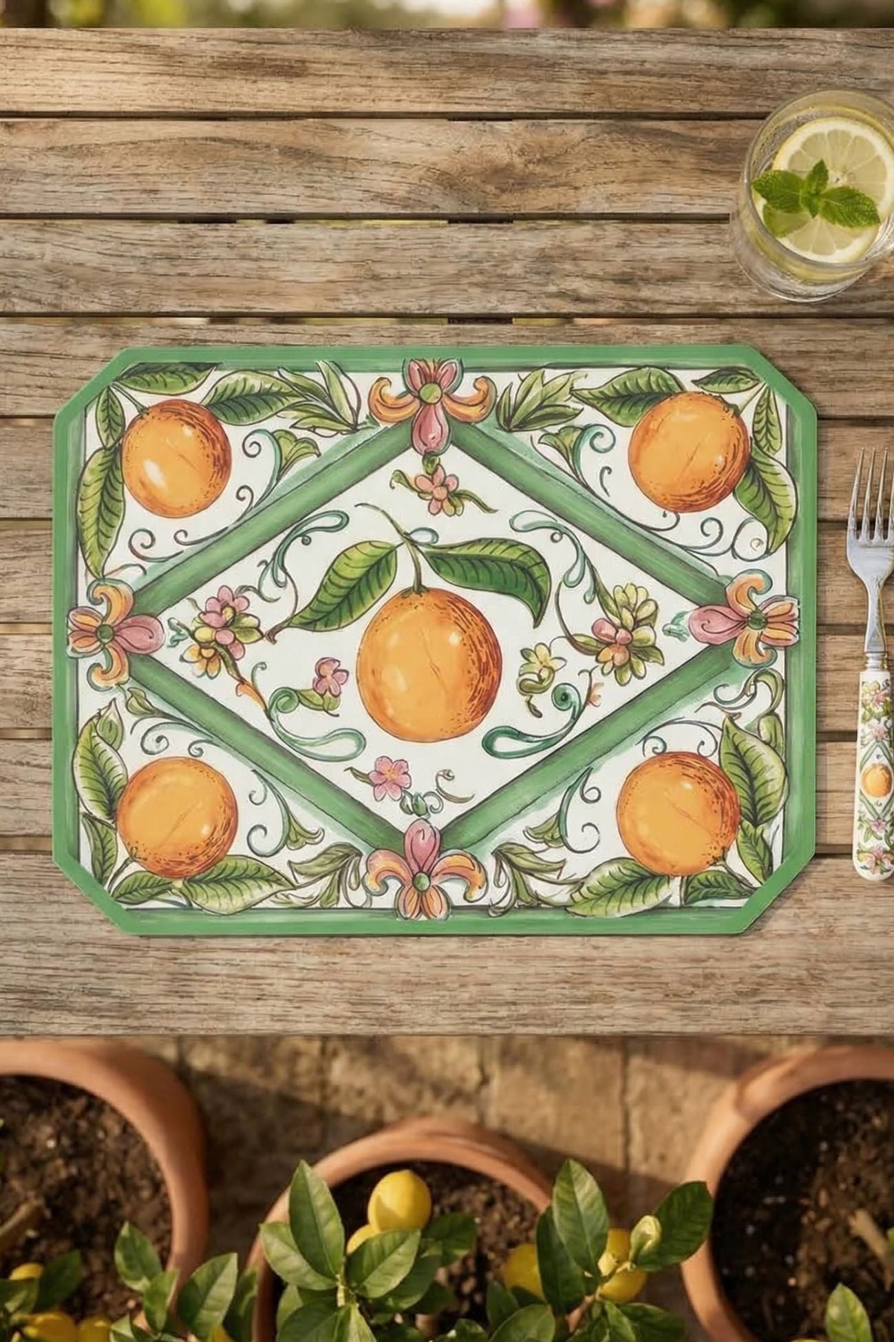 Vietri Tovaglietta Vinile Verde Arance