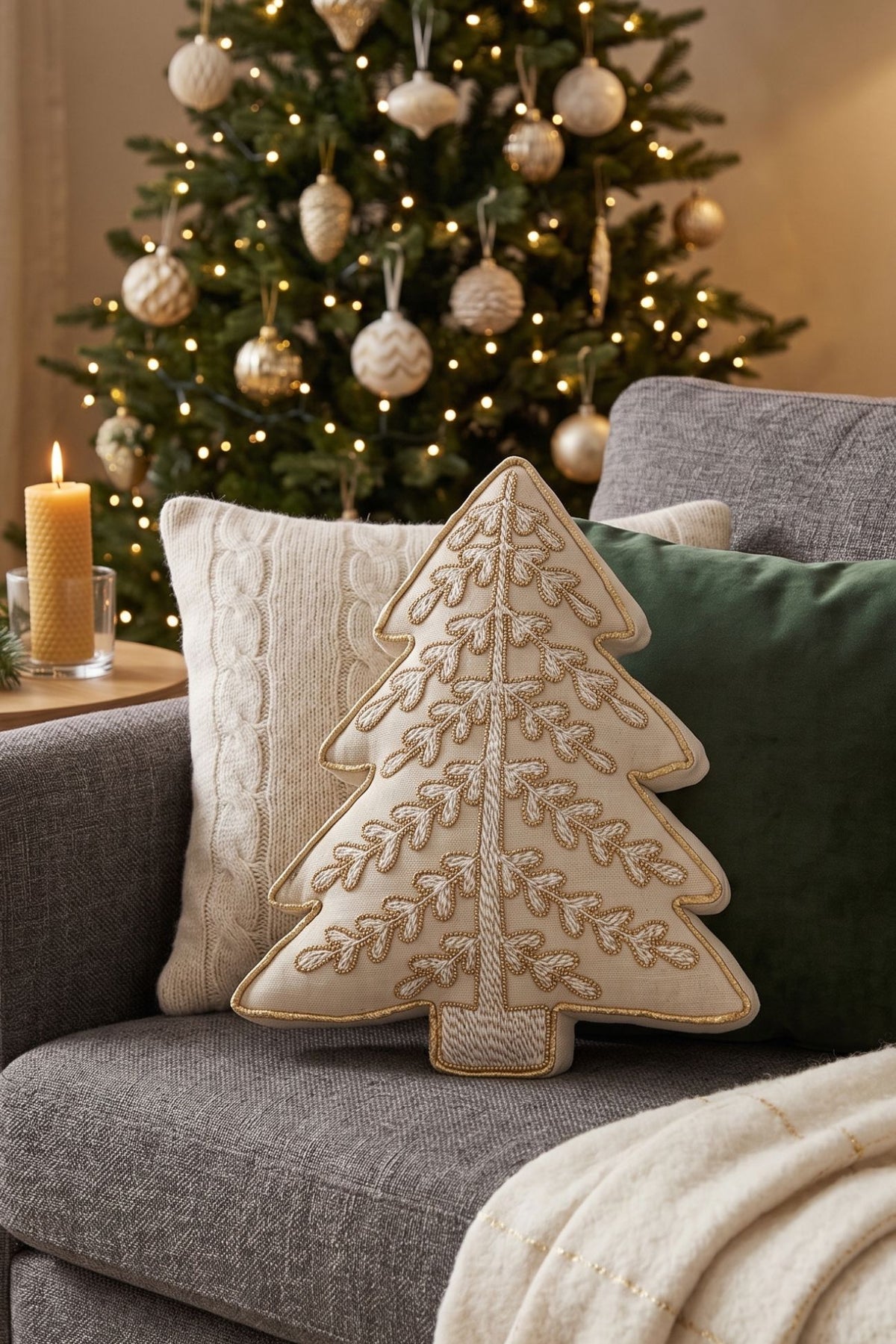 Noel Elegance Cuscino Albero Oro