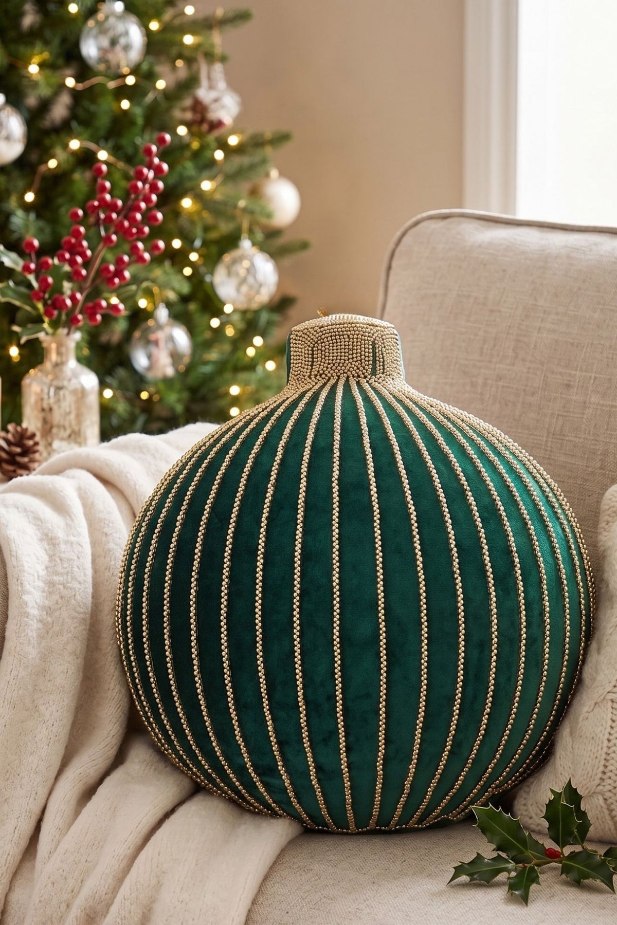 Noel Elegance Cuscino Palla Verde