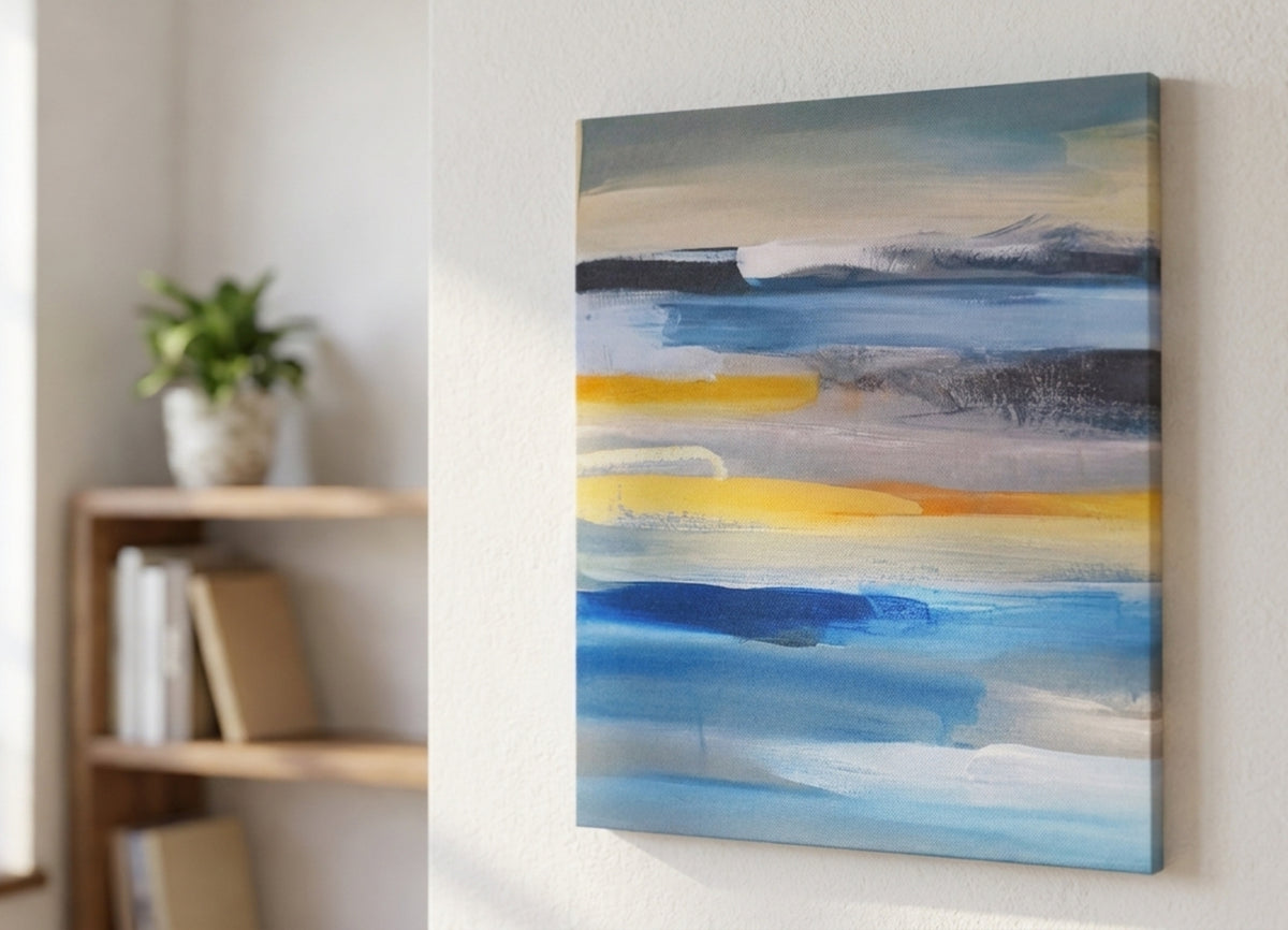 Mindy Stampa Su Tela Canvas Multicolore Blu e giallo