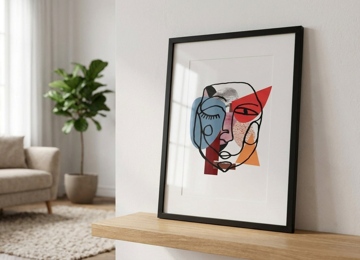 Tya Quadro In Cornice E Vetro Multicolore Azzurro