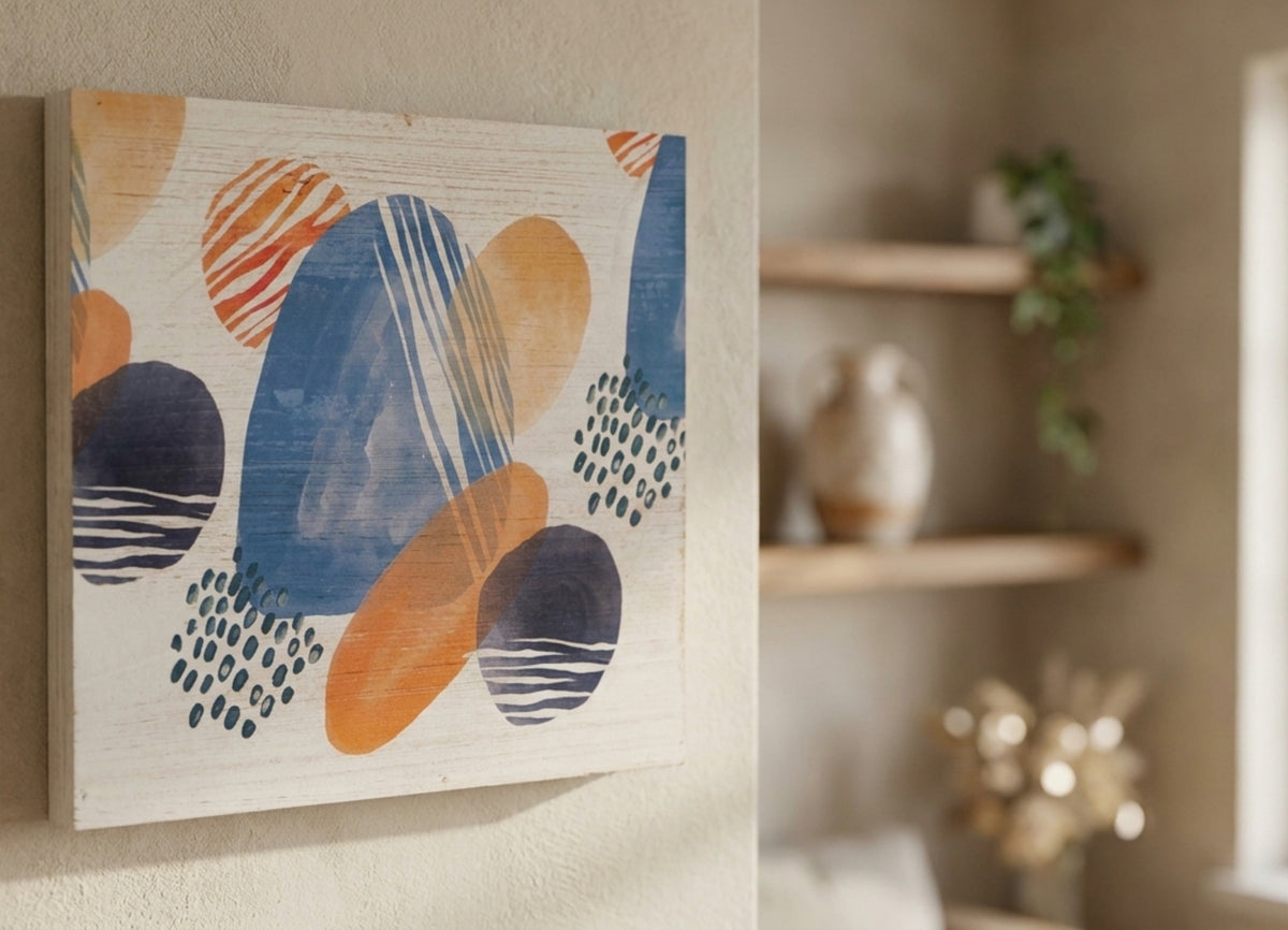 Sonique Quadro In Legno Multicolore Blu e arancio