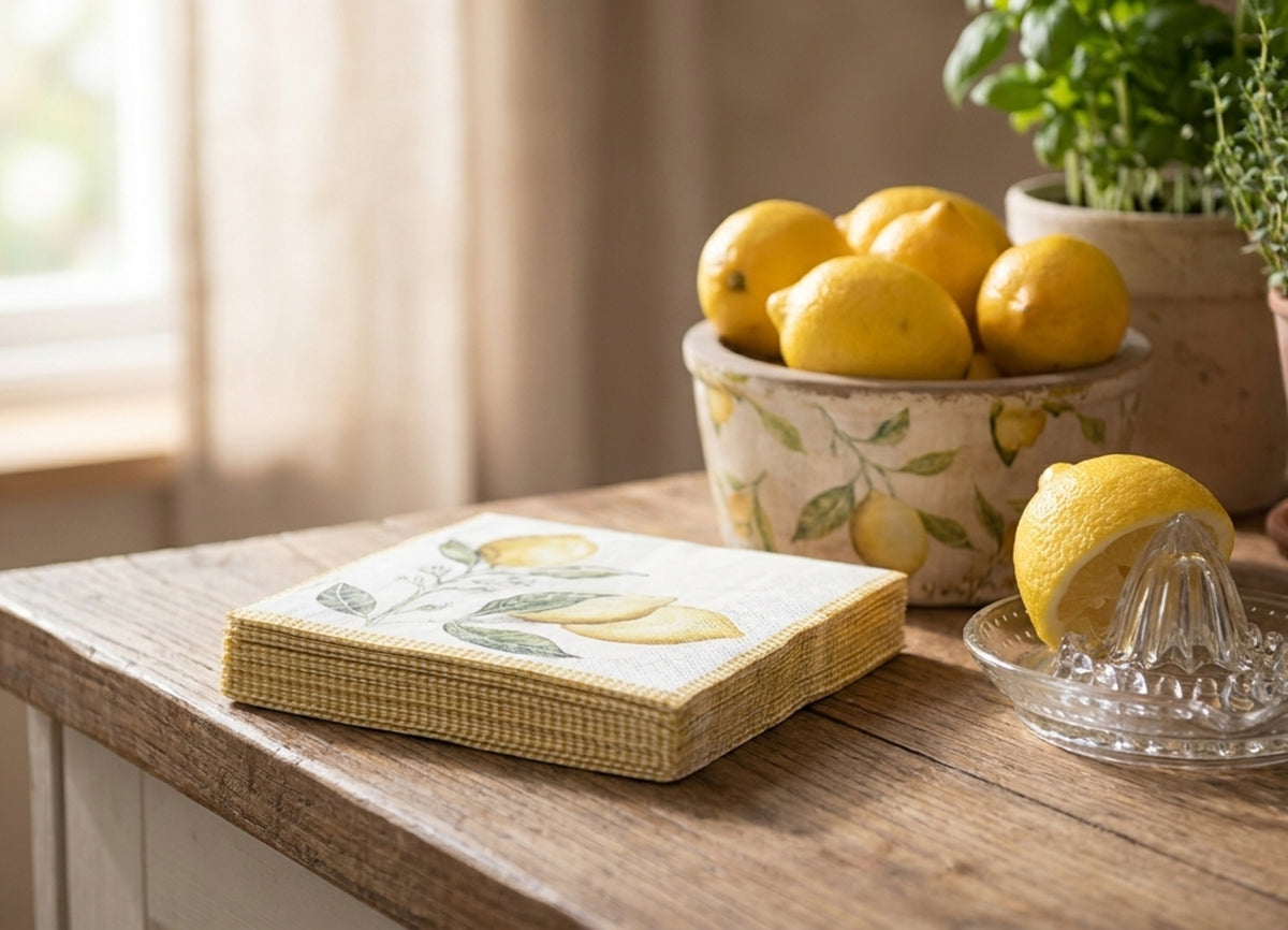 Lemons And Leafs Tovagliolo In Carta