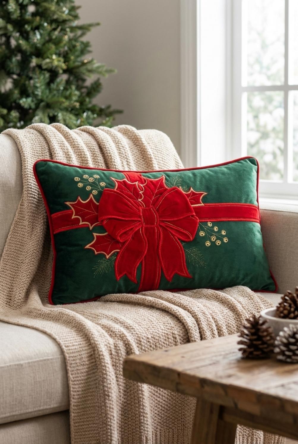 Ribbon Cuscino Rettangolare Verde