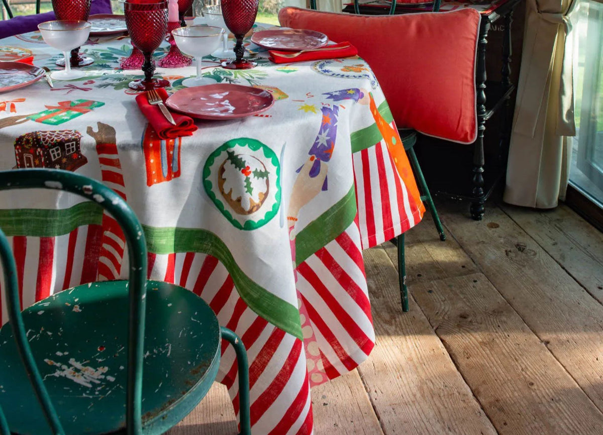 Hand On Xmas Tablecloth