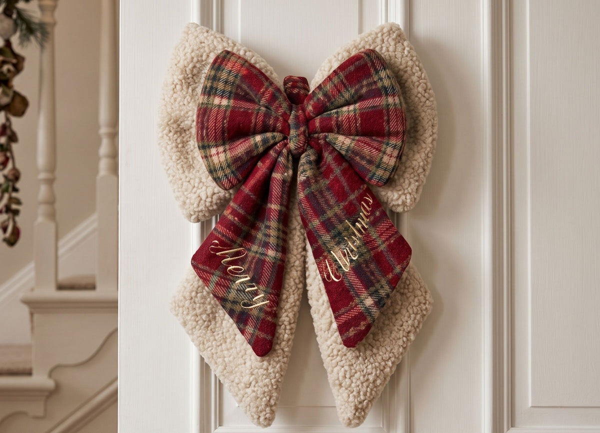 Cottage Teddy and Tartan Bow