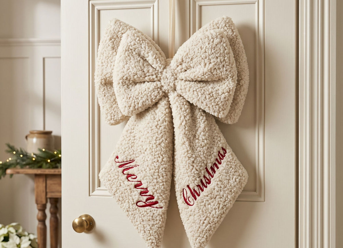 Cottage Teddy Merry Christmas Bow