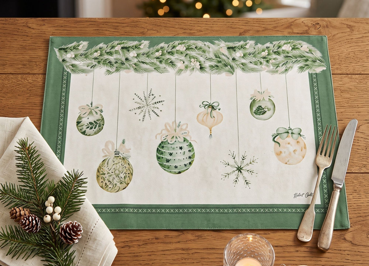 Silent Gold Cotton Baubles Placemat