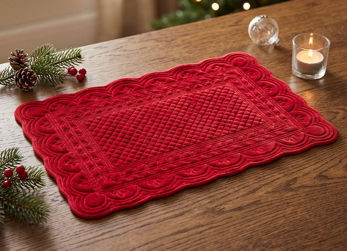 Velvet Luxury Rectangular Red Velvet Placemat