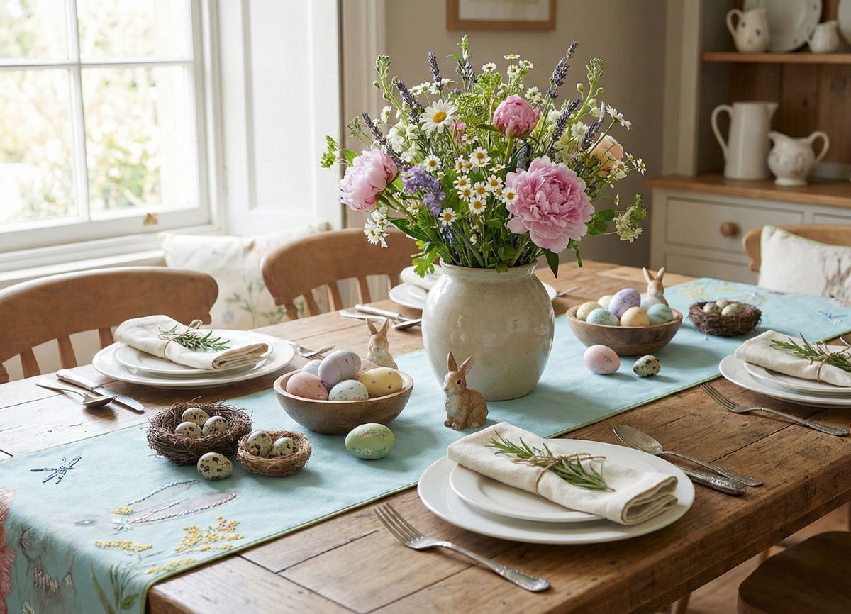 Miss Rabbit Table Runner Light Blue