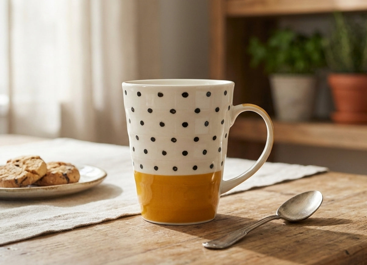Dots Tazza Bianco e ocra