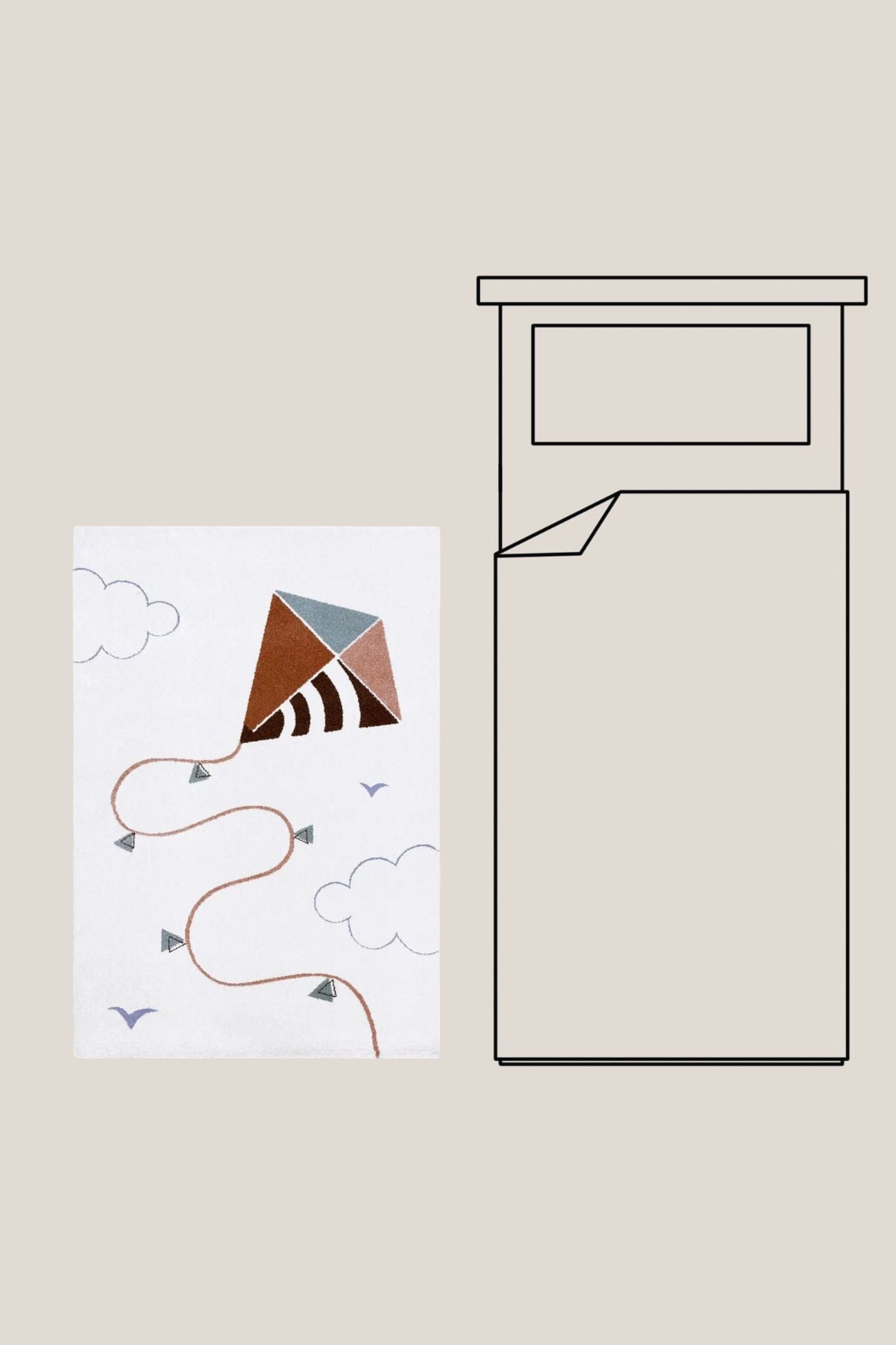 AFKliving Kite Kite - Tappeto per bambini con fantasia aquilone 80x150
 | AFKliving