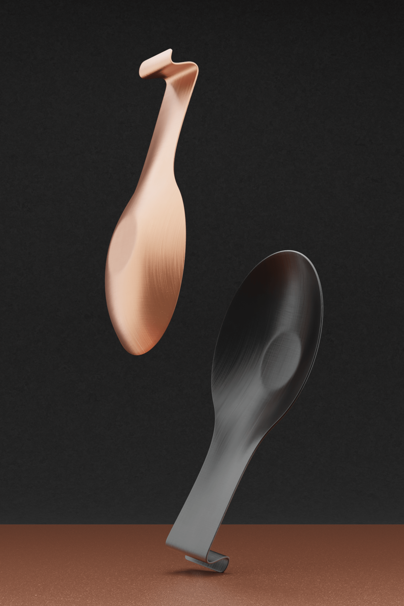 Antiope Design Nancy Set di 2 poggiamestoli in acciaio inox rame e nero