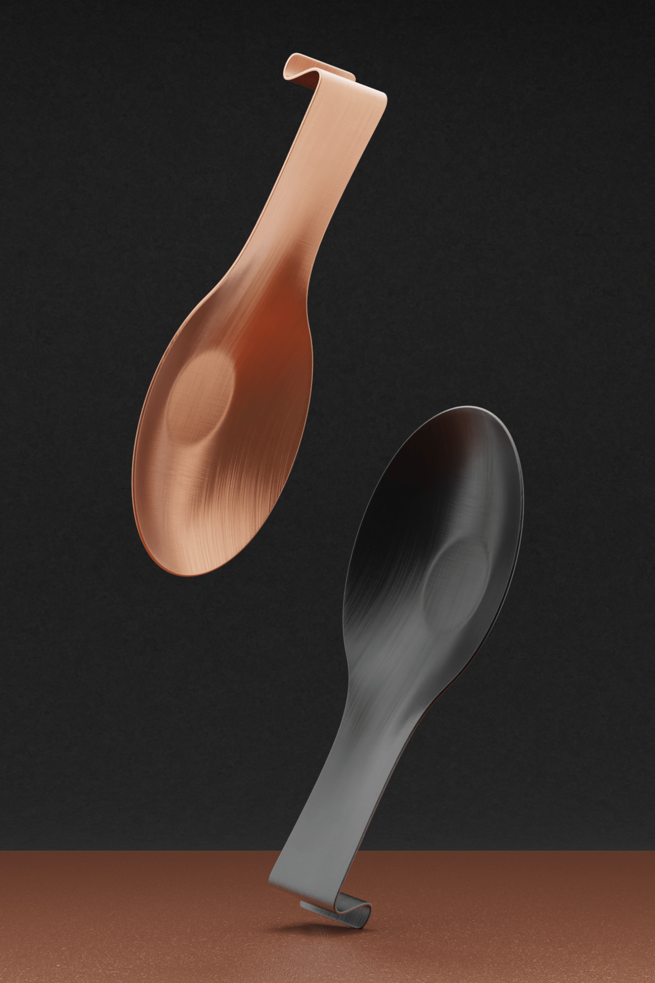 Antiope Design Nancy Set di 2 poggiamestoli in acciaio inox rame e nero