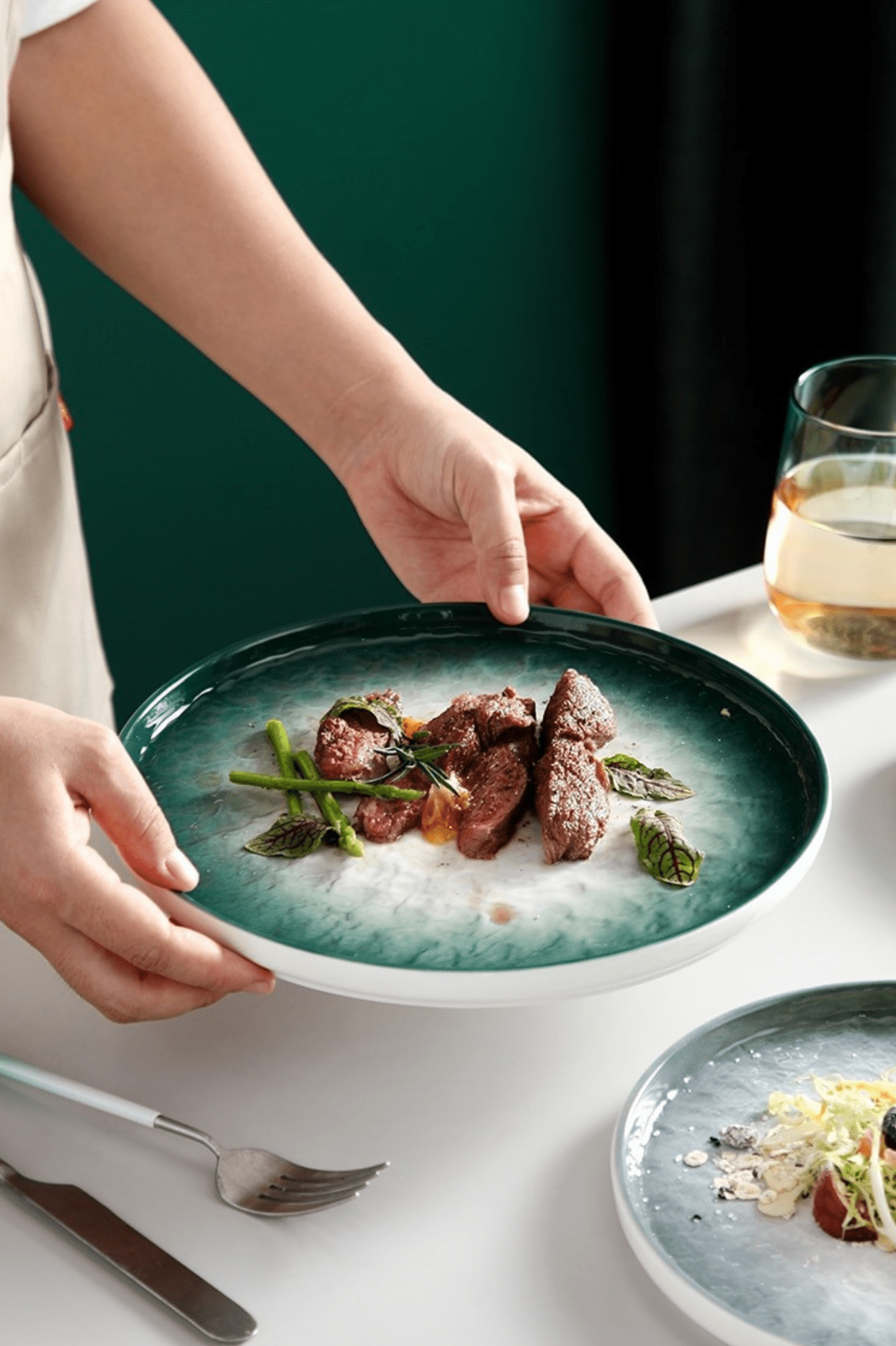 Antiope Design Smeraldo Servizio di 4 piatti in porcellana per 4 persone