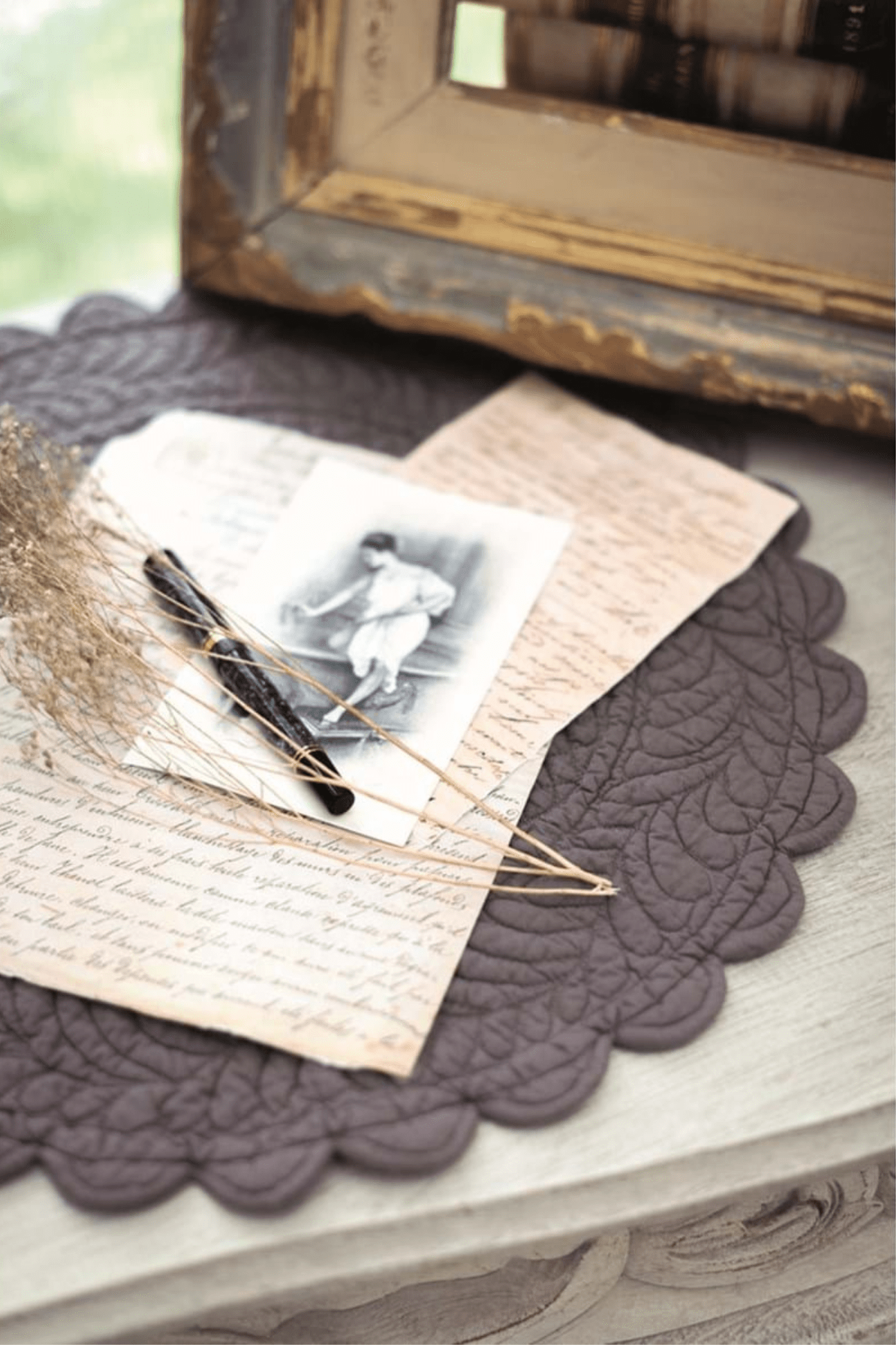 Blanc MariClo' Carmen Carmen - Tovaglietta americana tonda in cotone color antracite