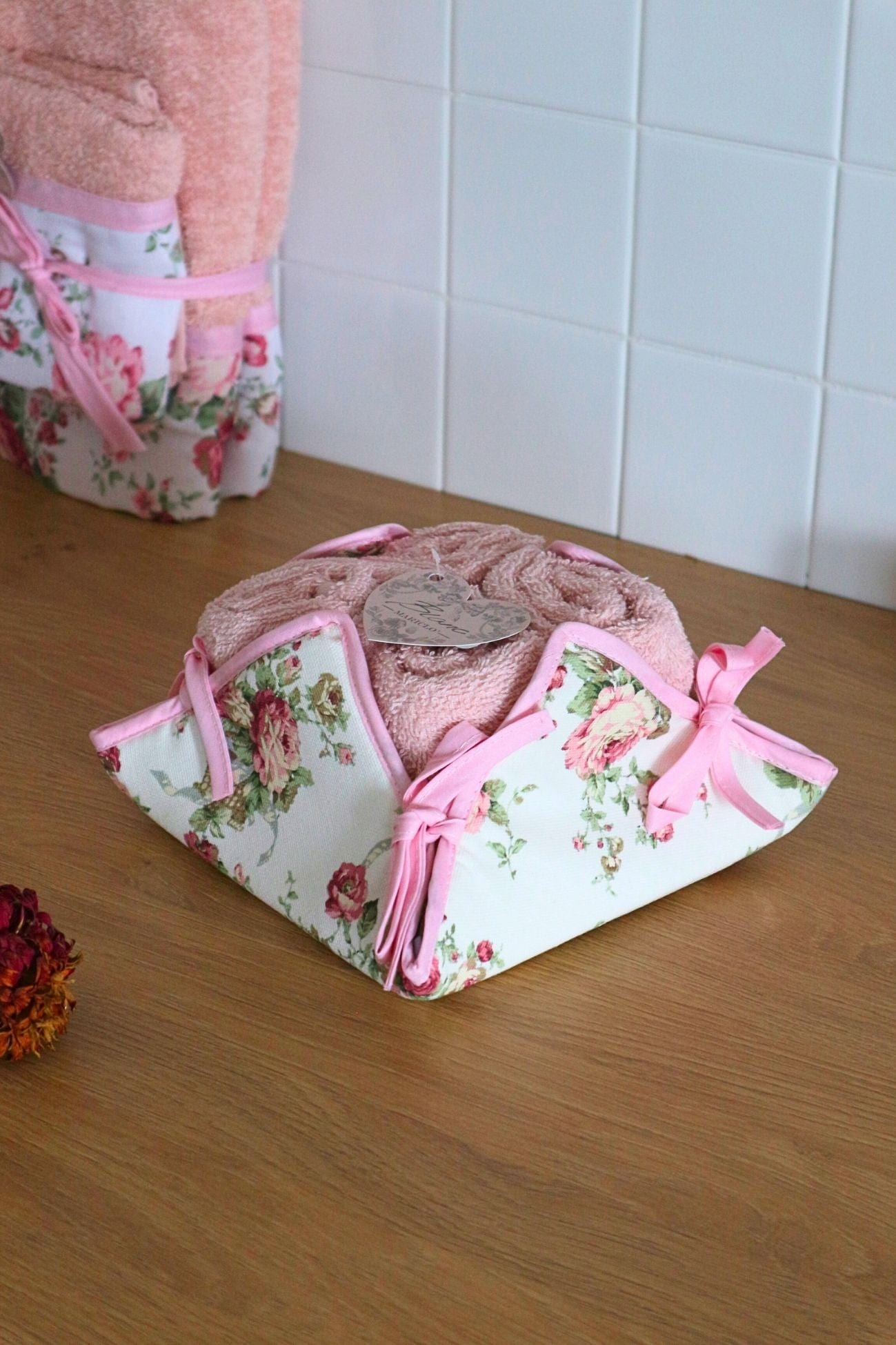 Blanc MariClo' Flowers Flowers - Flowers - Cestino floreale con 4 lavette in cotone | Blanc MariClo'