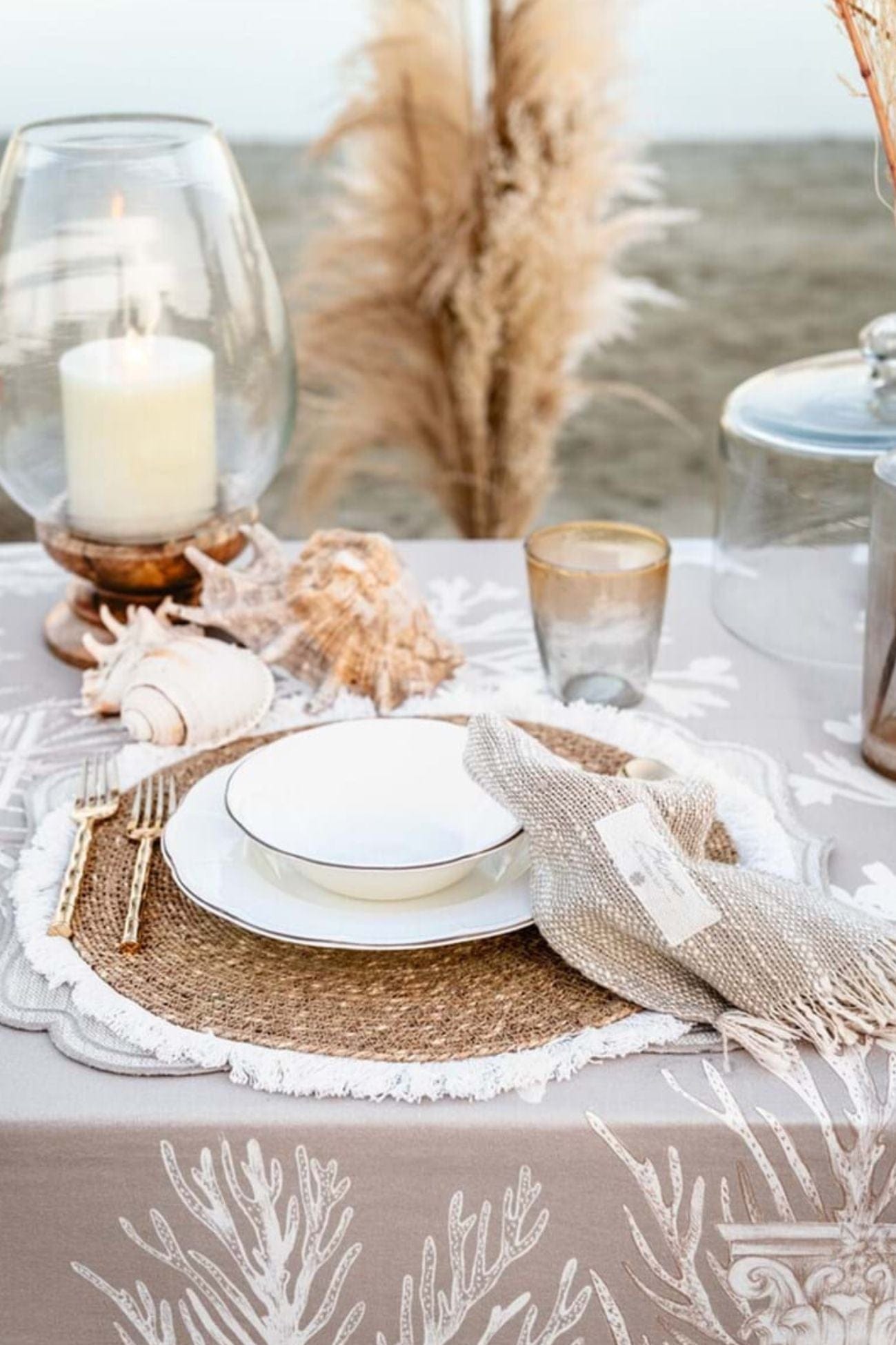 Blanc MariClo' La Mer Onirique La Mer Onirique - Tovaglia estiva in cotone 240x170 | Blanc MariClo'