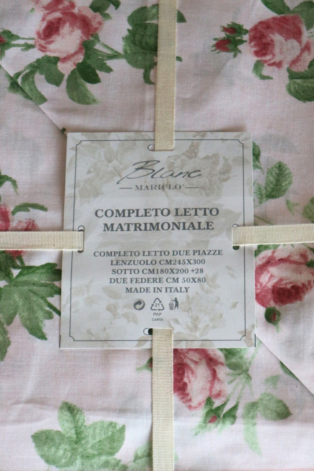 Blanc MariClo' Le Rose Del Borgo Emarge - Completo letto matrimoniale con 2 federe 300x245 | Blanc MariClo'