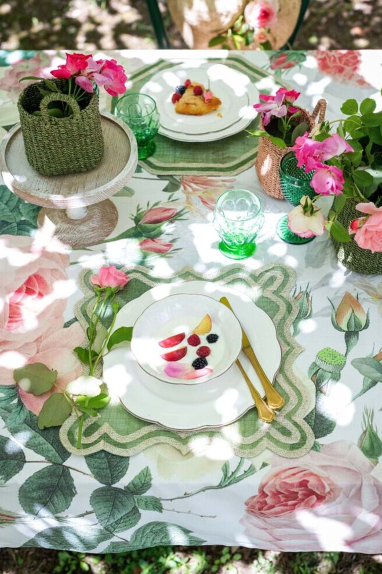 Blanc MariClo' Le Rose Del Borgo Le Rose Del Borgo - Tovaglia floreale in cotone con gala 280x180 | Blanc MariClo'