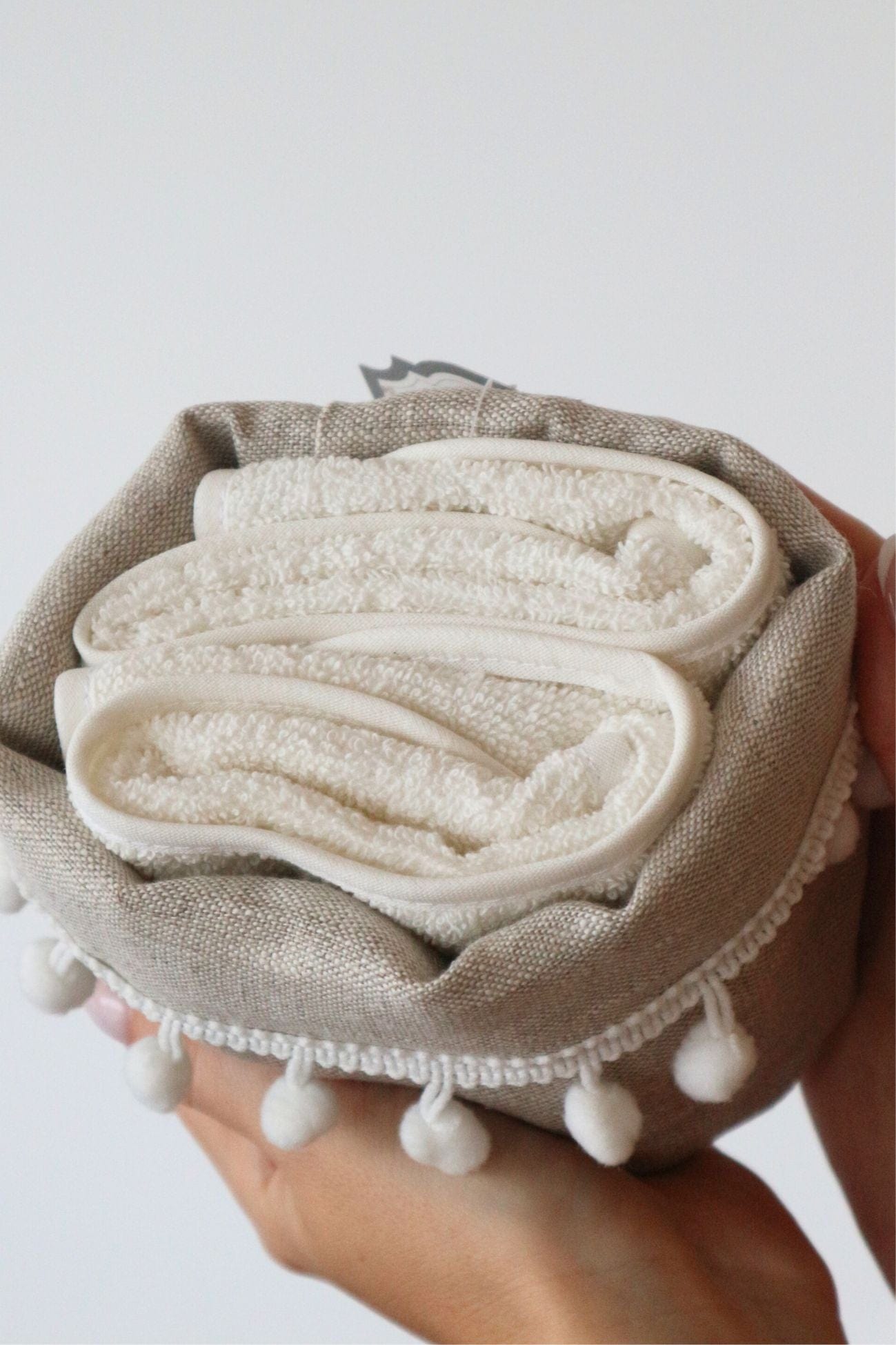 Blanc MariClo' Leuna Leuna - Cestino con 2 lavette in cotone beige | Blanc MariClo'