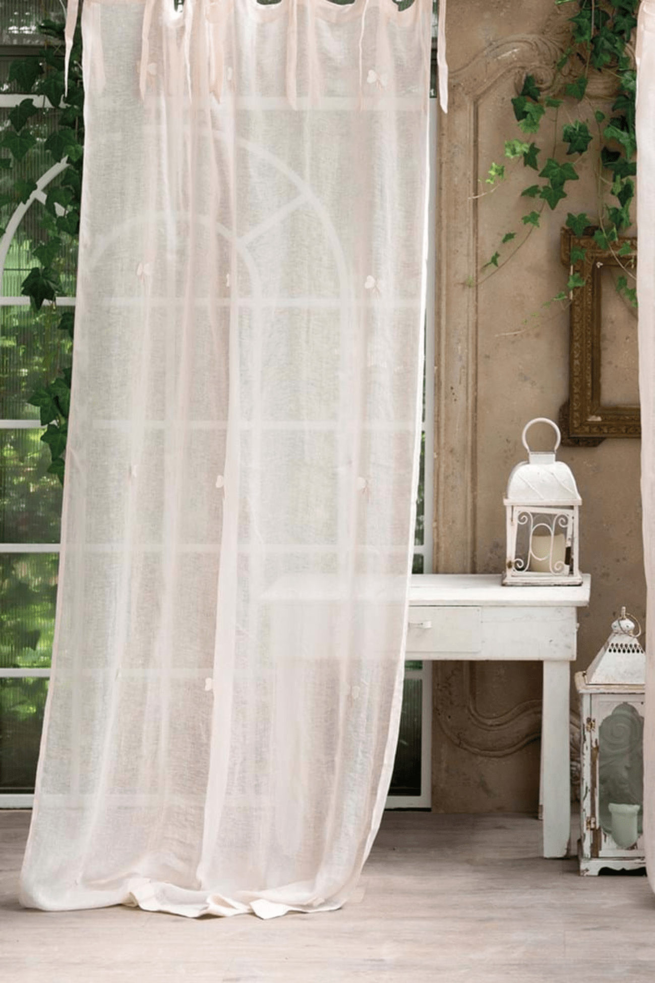 Blanc MariClo' Mal D'Amore Mal D'Amore - Tenda rosa in lino in stile Shabby 140x300