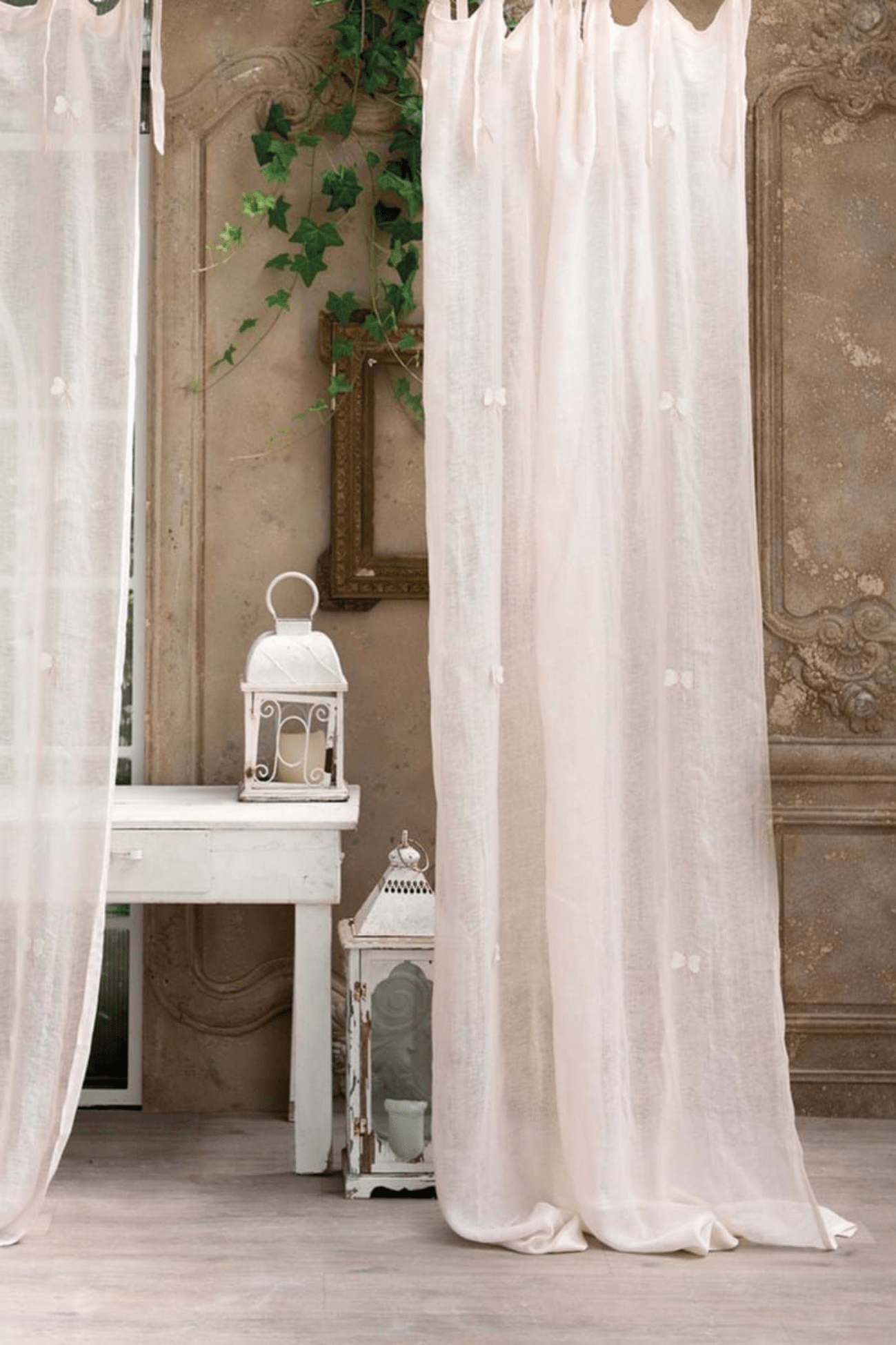 Blanc MariClo' Mal D'Amore Mal D'Amore - Tenda rosa in lino in stile Shabby 140x300