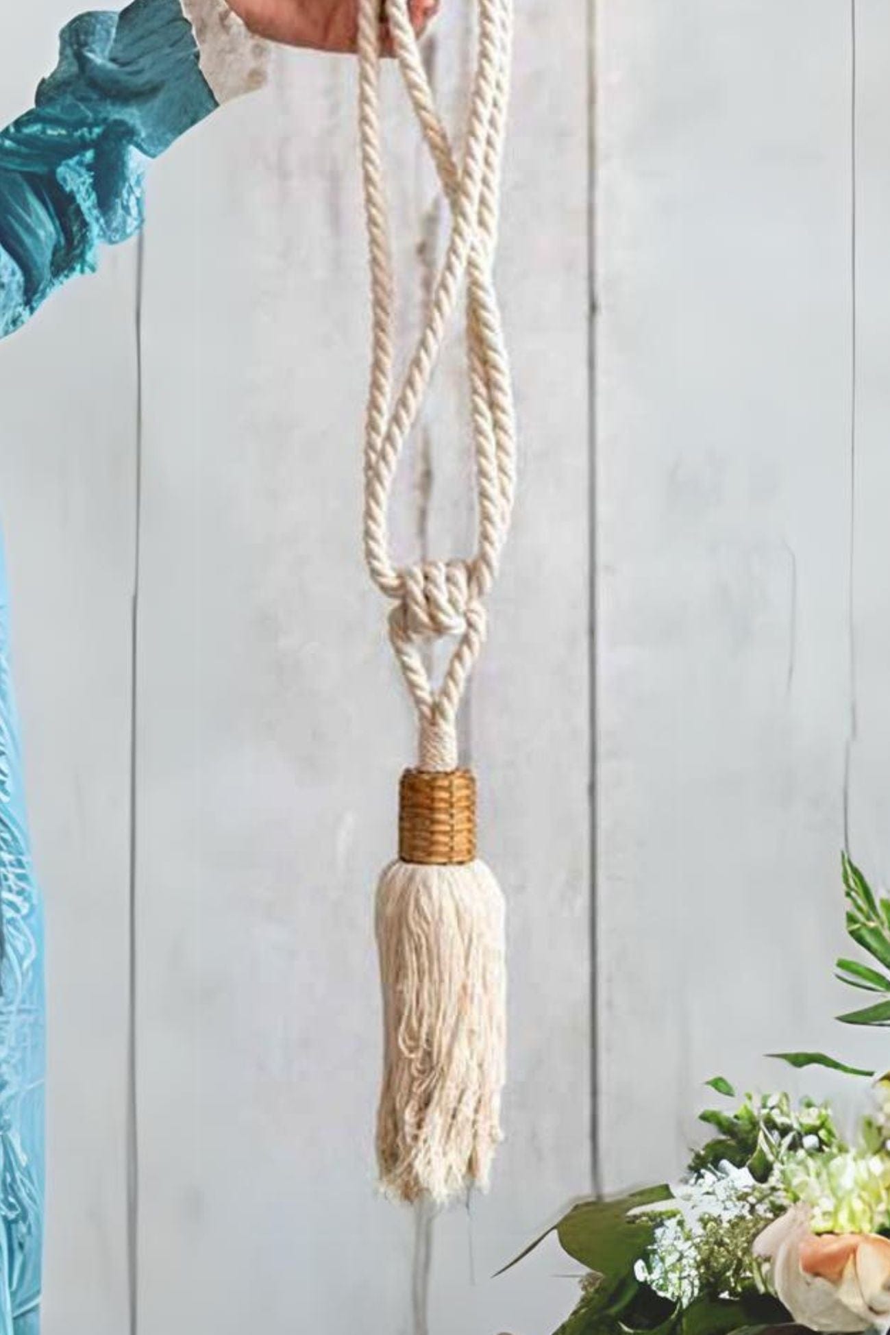 Blanc MariClo' Mizora Mizora - Embrasse in cotone e rattan 23 cm | Blanc MariClo'