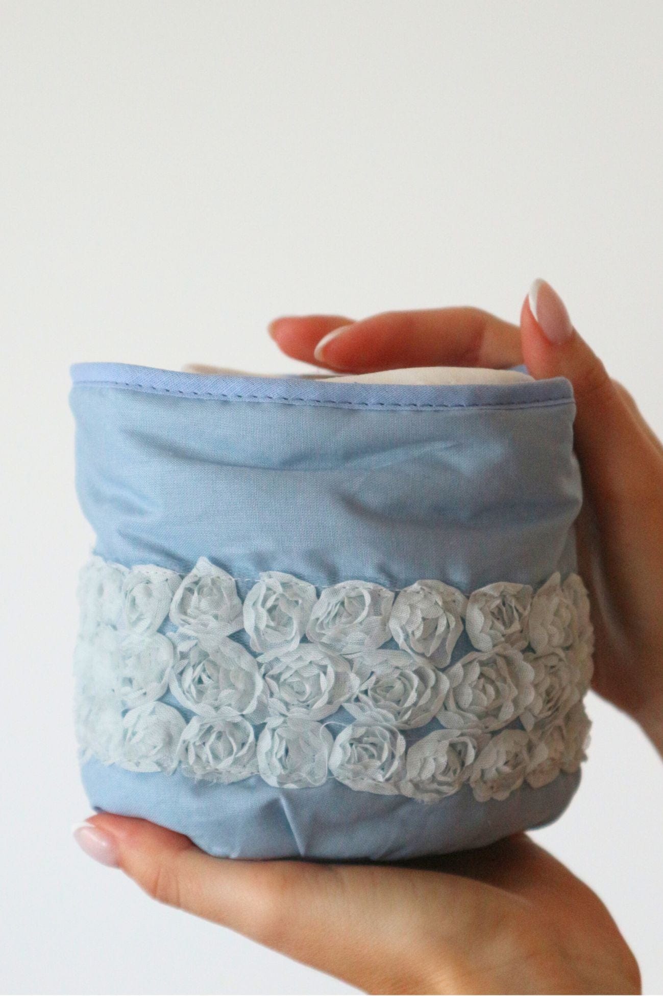 Blanc MariClo' Parterre Parterre - Cestino azzurro con 4 lavette in cotone | Blanc MariClo'