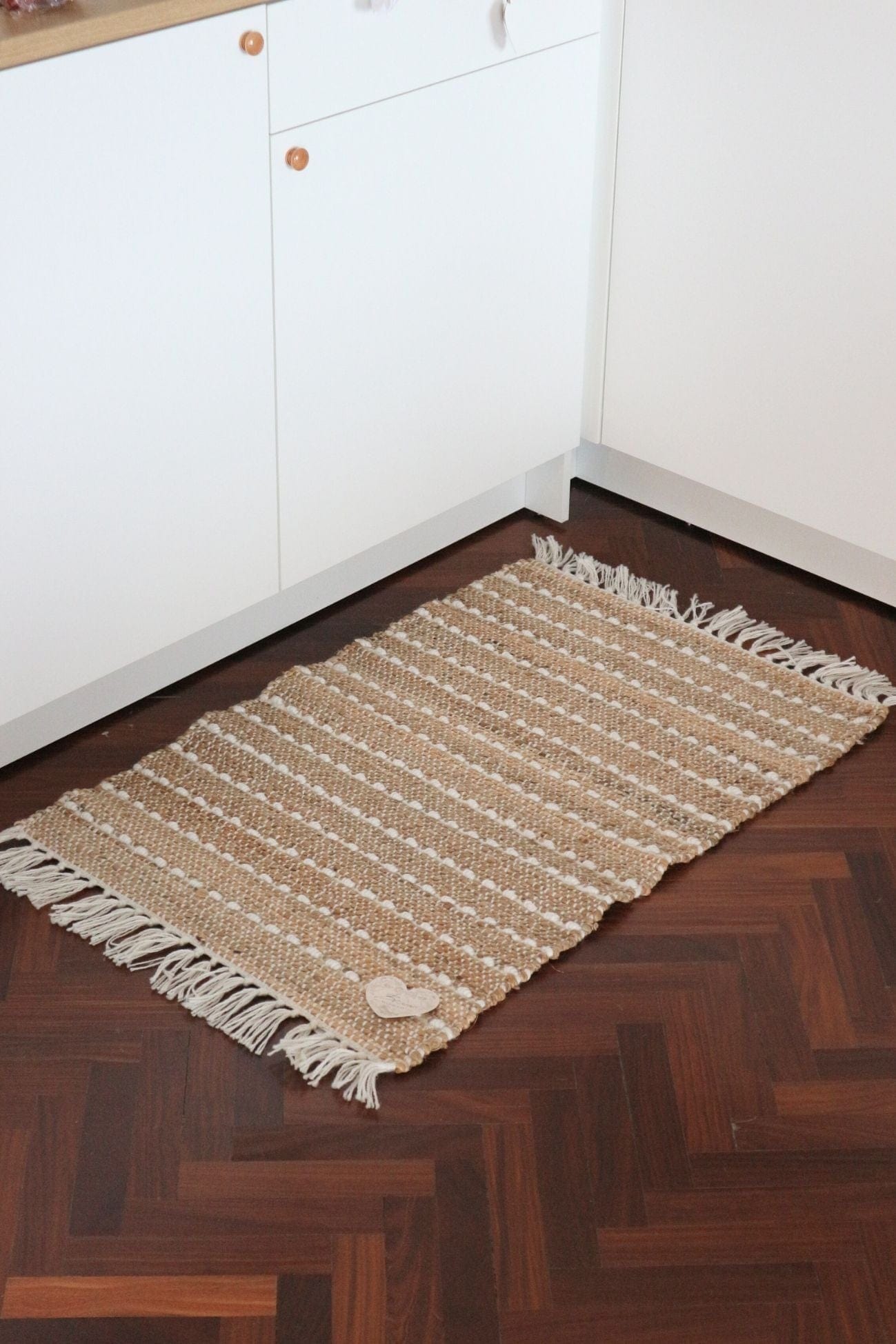 Blanc MariClo' Row Attitude Row Attitude - Row Attitude - Tappeto in juta con frange e cuciture bianche 90x60 | Blanc MariClo'