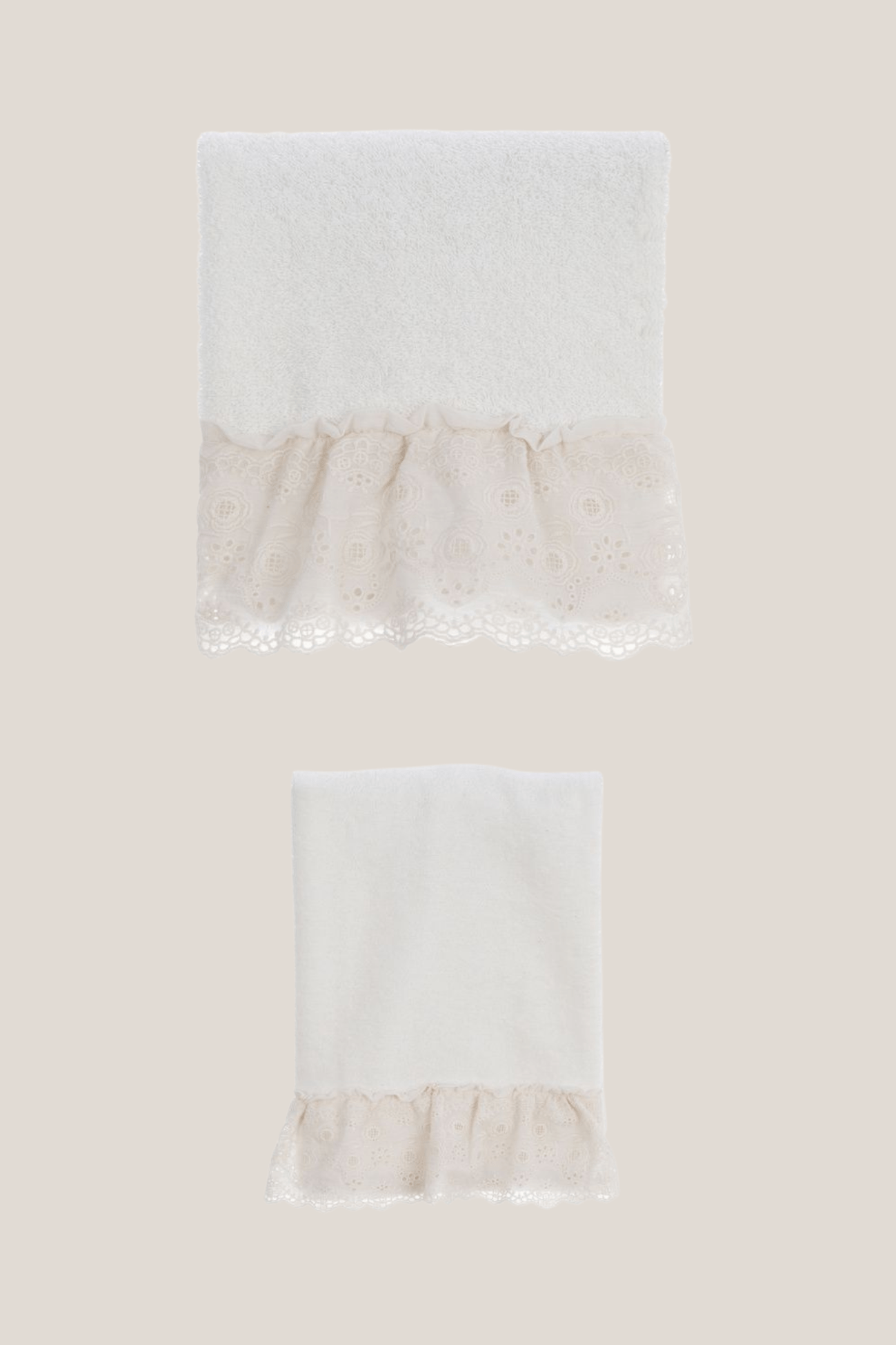 Blanc MariClo' Segreto Prezioso Segreto Prezioso - Coppia asciugamano viso e ospite in cotone con pizzo sangallo