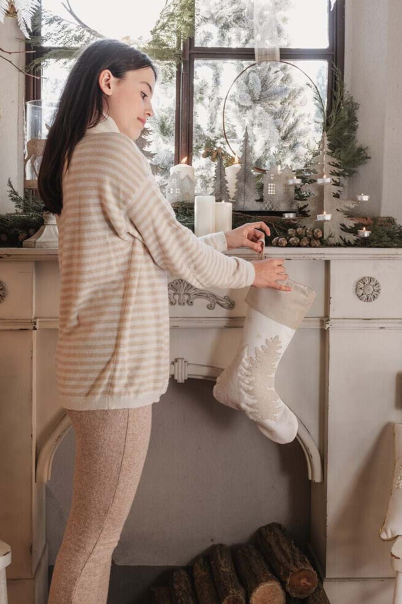 Blanc MariClo' Shiny Christmas Shiny Christmas - Calza di Natale bianca e oro | Blanc MariClo'