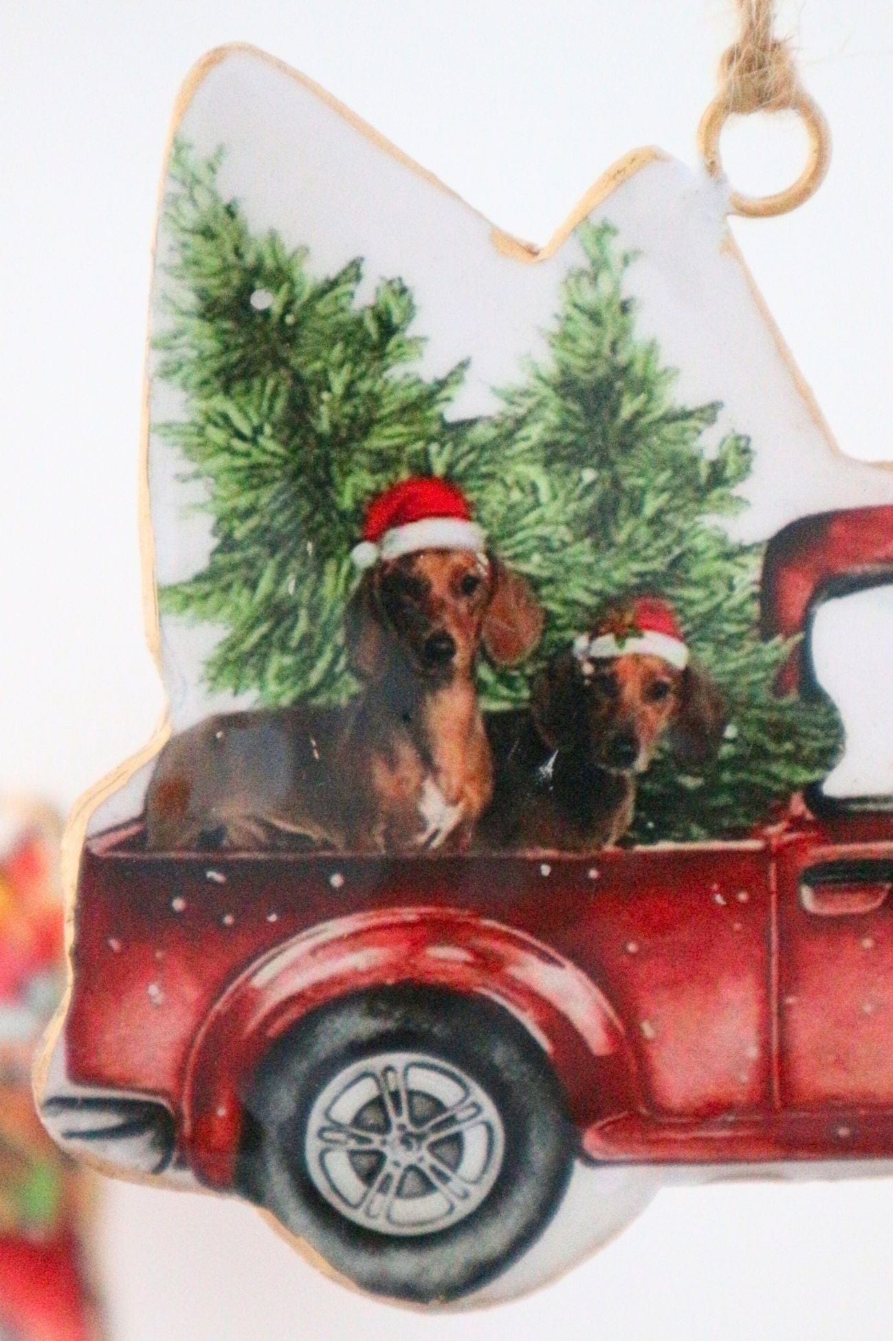 Blanc MariClo' Sonetti di Natale Sonetti di Natale - Ciondolo natalizio rosso in latta con cagnolini | Blanc MariClo'