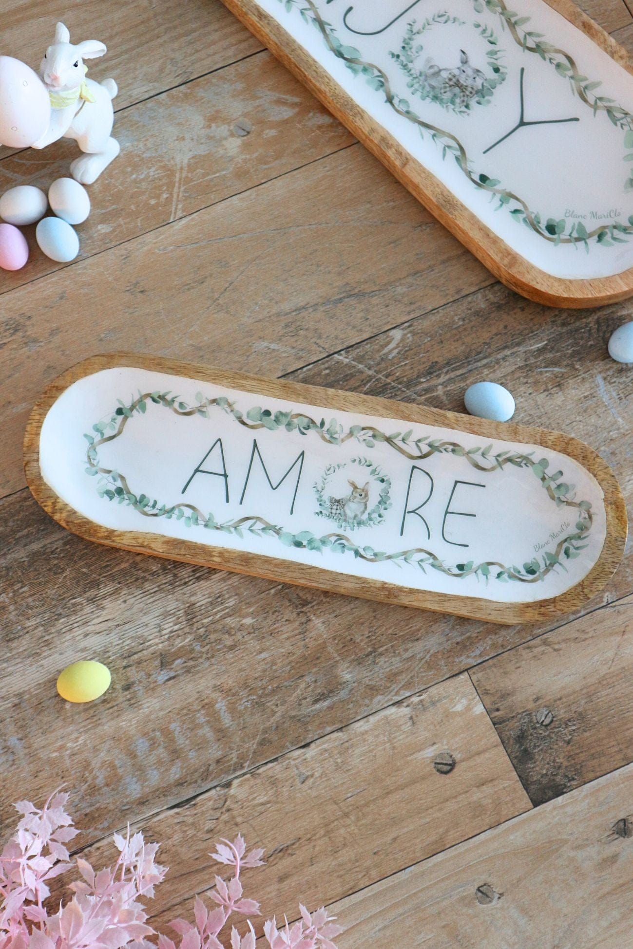 Blanc MariClo' Zerlina Zerlina - Vassoio pasquale in legno laccato all'interno con scritta Amore | Blanc MariClo'