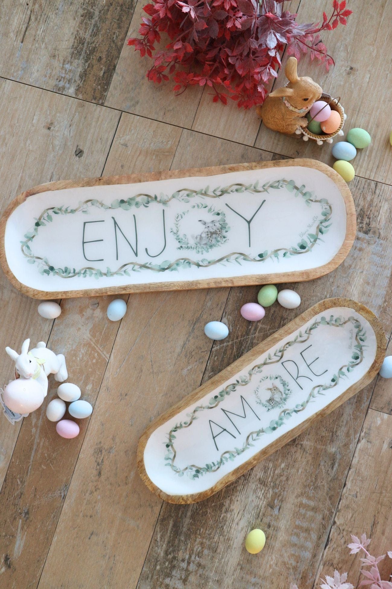 Blanc MariClo' Zerlina Zerlina - Vassoio pasquale in legno laccato all'interno con scritta Amore | Blanc MariClo'