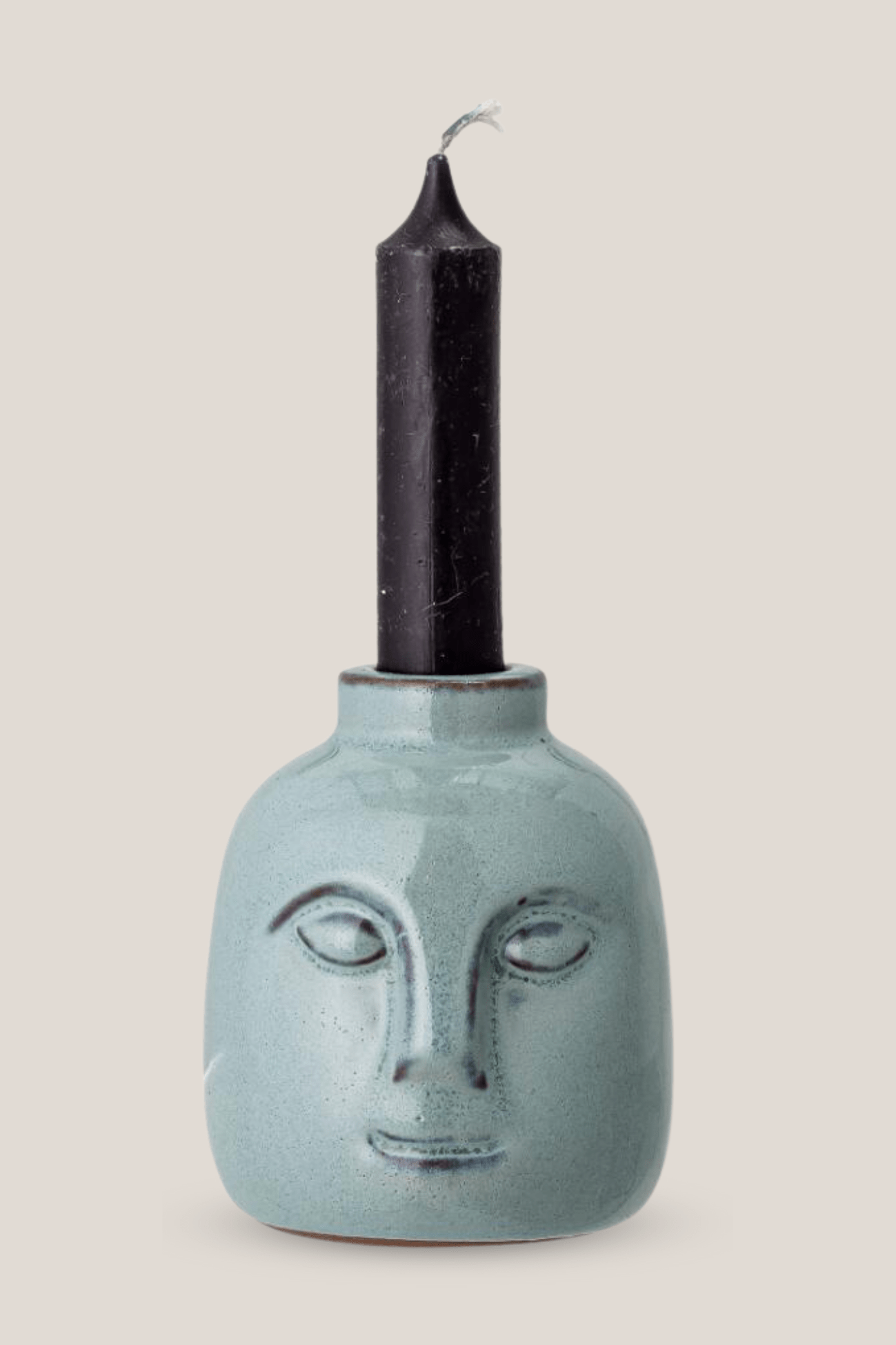 Bloomingville Eliot Portacandela in gres con volto