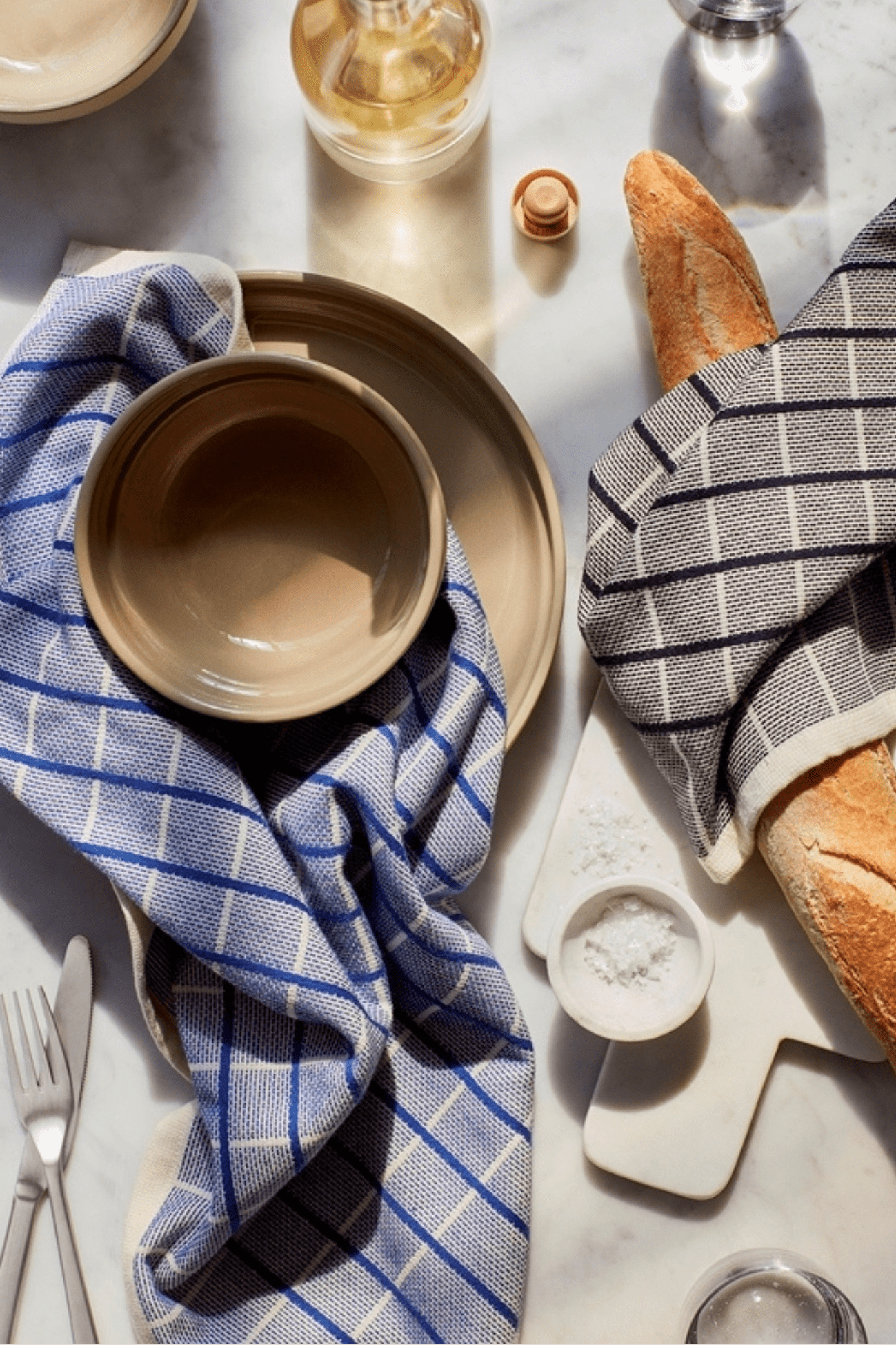 Broste Copenhagen Herman Strofinaccio azzurro a quadri in cotone